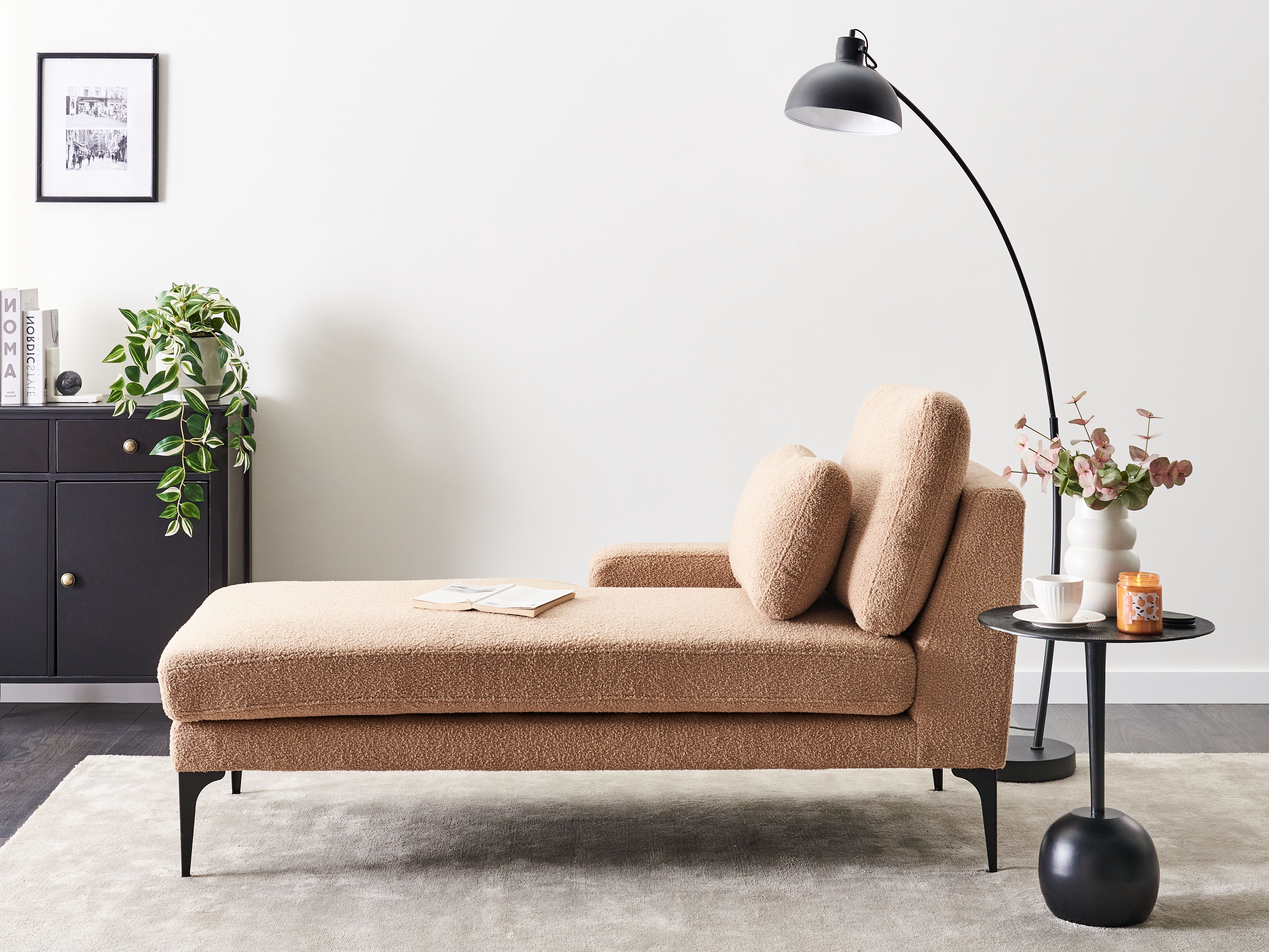 Right-Hand Chaise Lounge EWRON Boucle Sand Beige