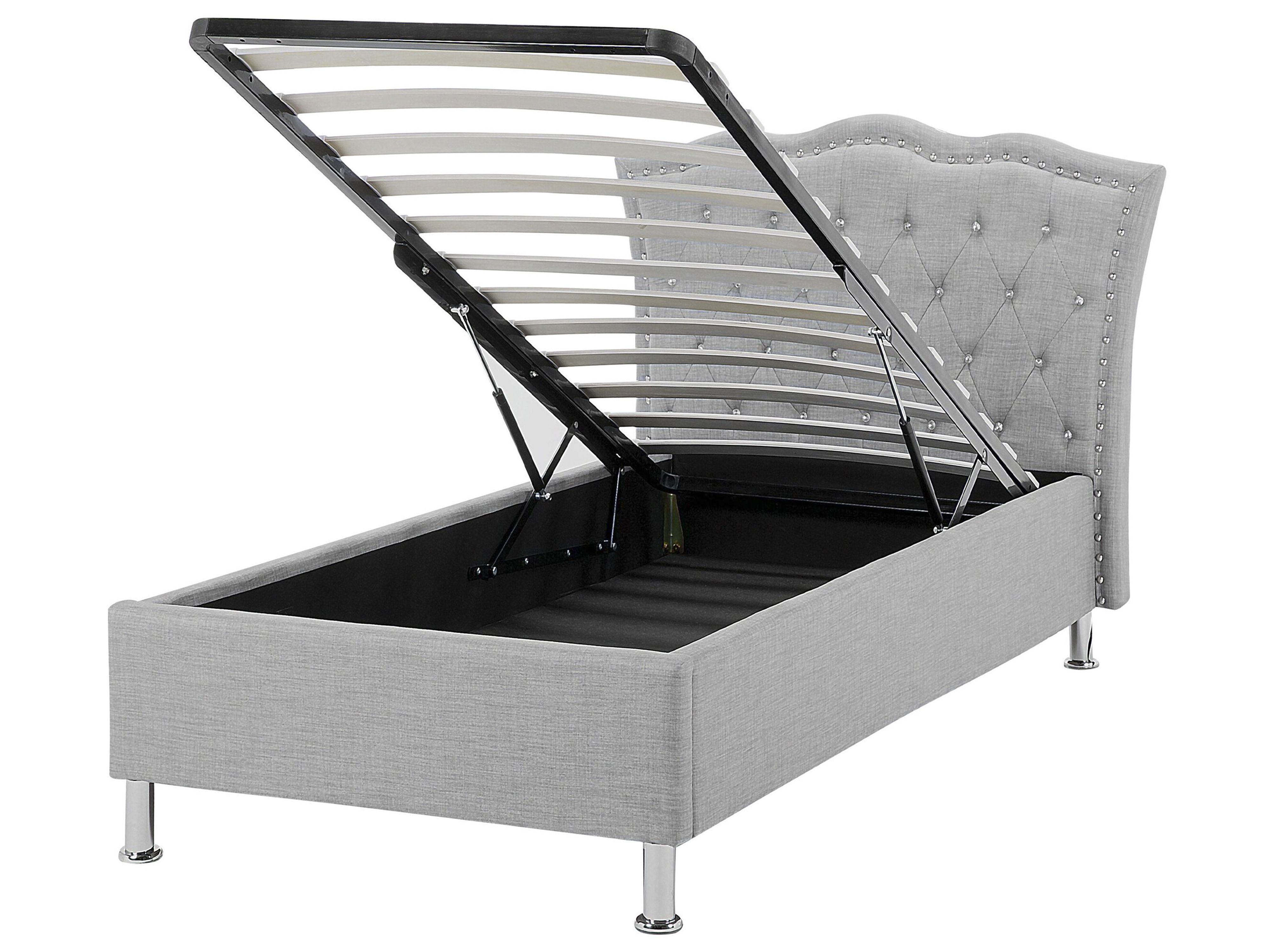 Ottoman Bed Fabric METZ 90 x 200 cm (EU Single) Light Grey