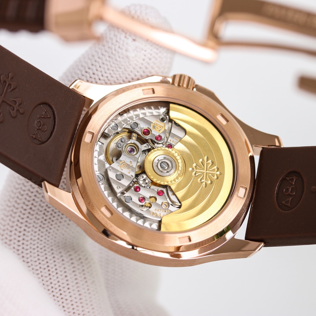Fake Patek Philippe Replica Watch Aquanaut Ladies Embossed Brown Arabic Diamond Bezel Rose Gold Composite 35.6mm 5068R-001 TWF(1:1 replica) - Elite Watch Atelier