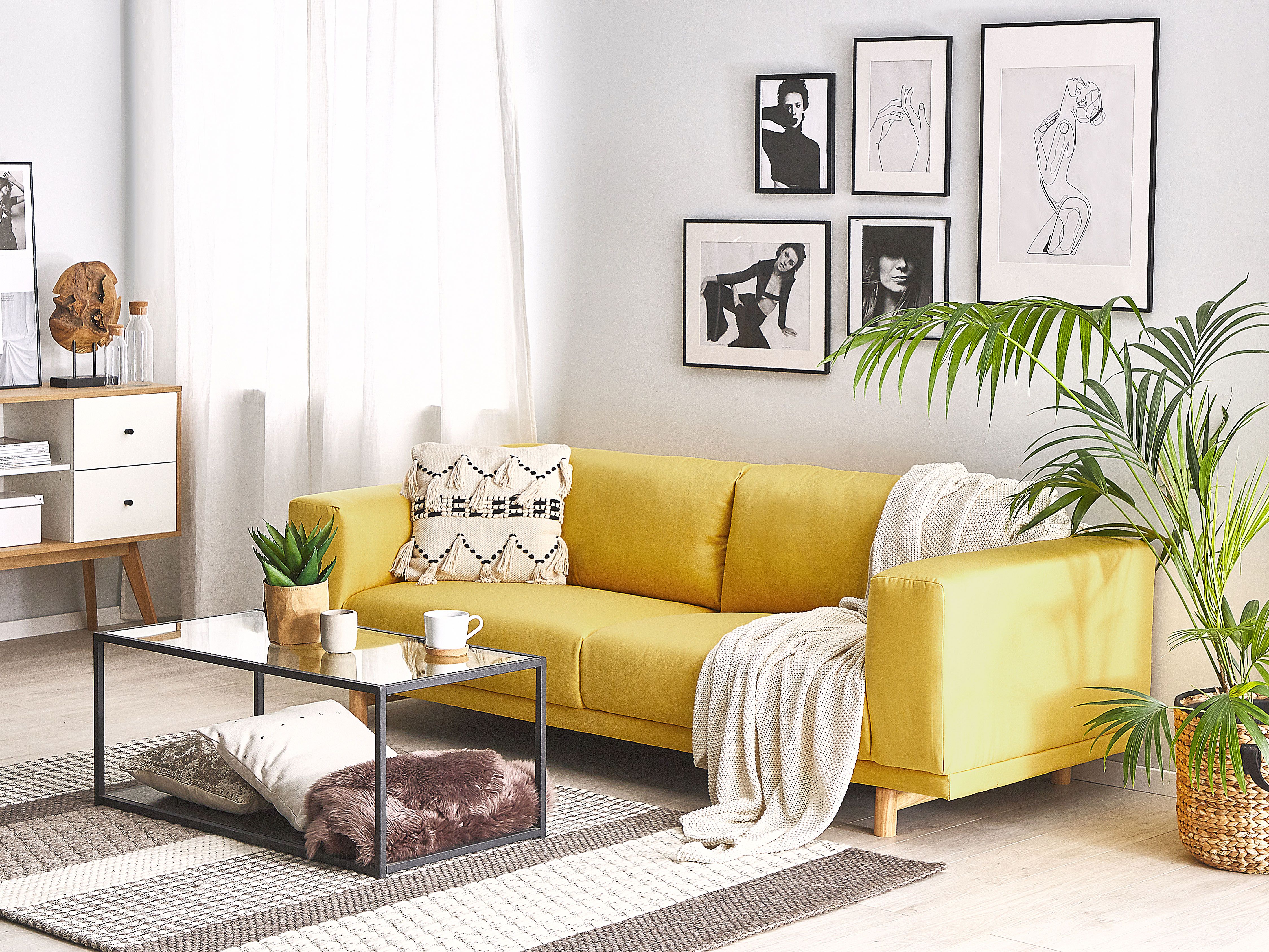 Sofa 3 Seater NIVALA Fabric Yellow