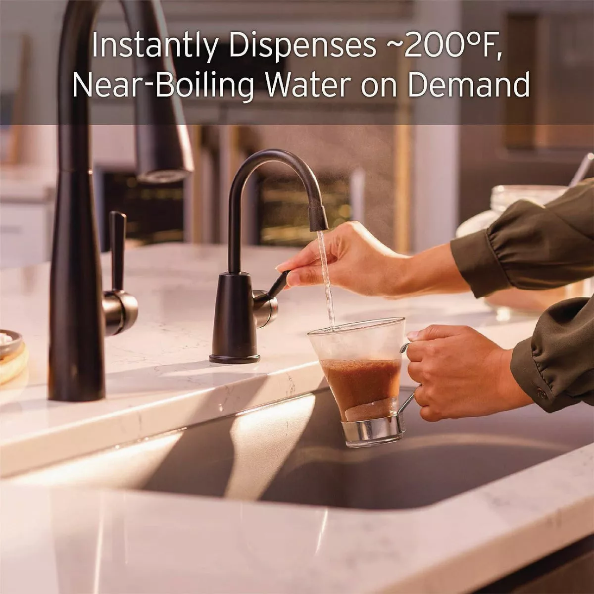 InSinkErator HOT250 1-Handle Matte Black Faucet Instant Hot Water Dispenser System with 2/3 Gal. Stainless Steel Tank
