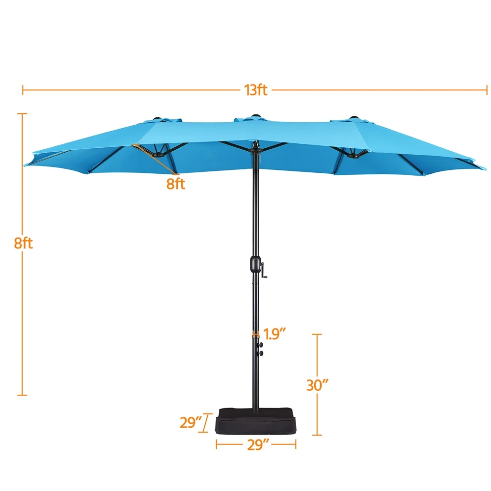 Topeakmart 13ft Patio Parasol Canopy with Crank, Tan - Image 43