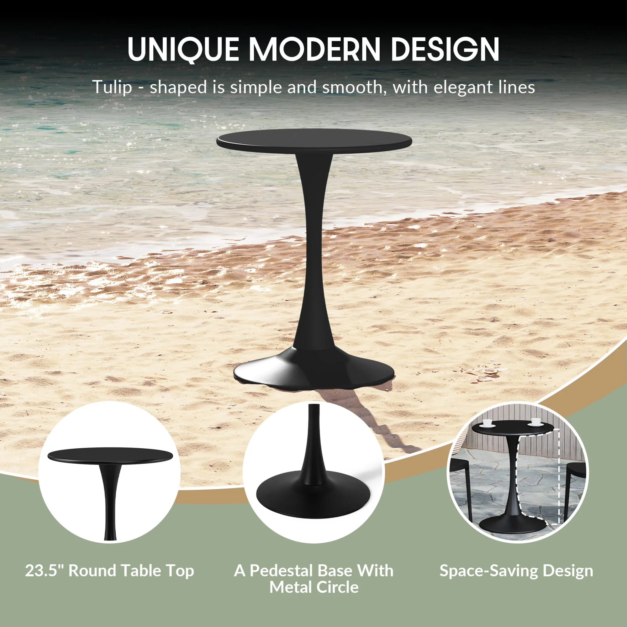 WestinTrends Playa 3-Piece Outdoor Round Metal Dining Table Set And Stackable Resin Patio Dining Side Chairs, Olive Green - Image 43