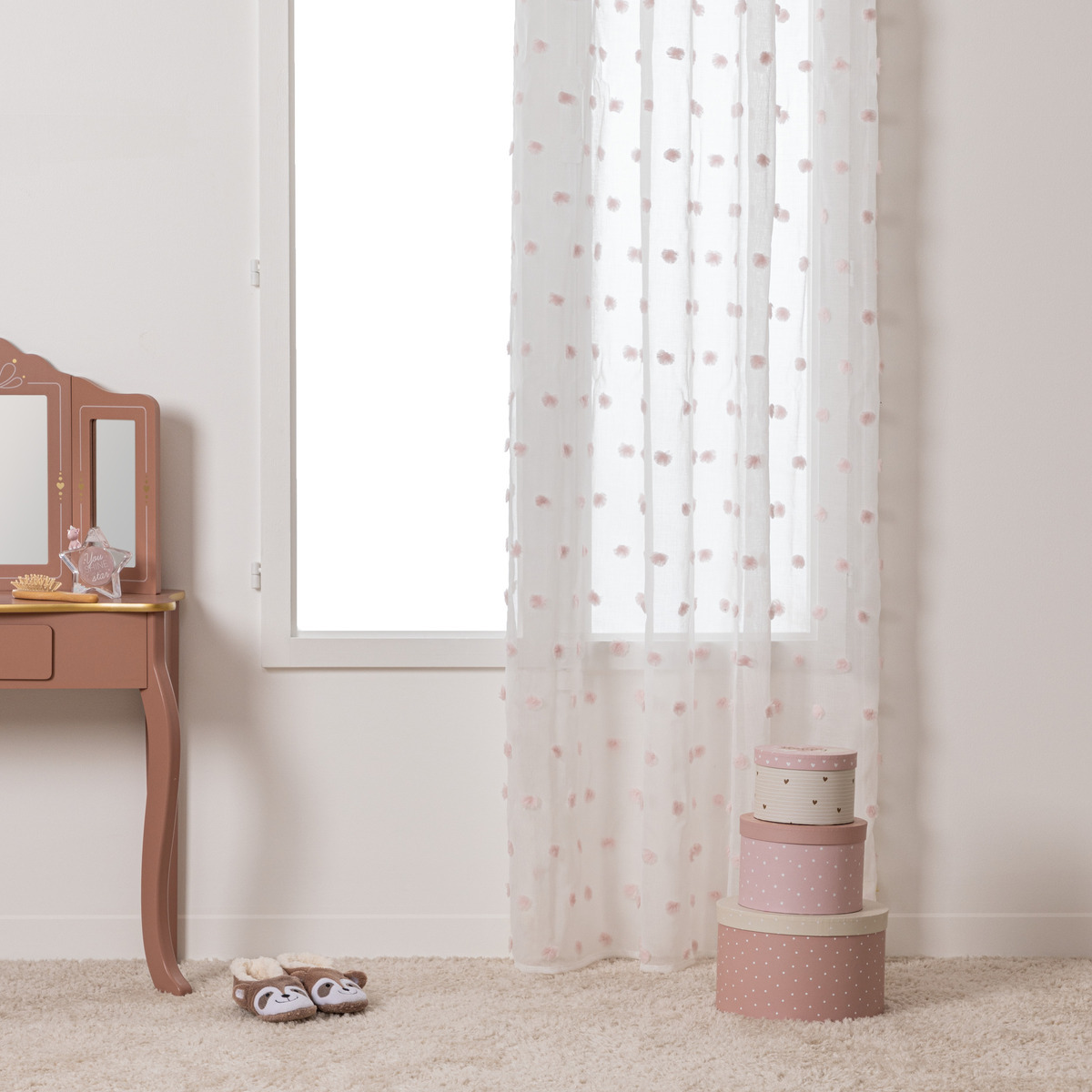 Kids curtain "Pompoms" Pink, 140x240 cm