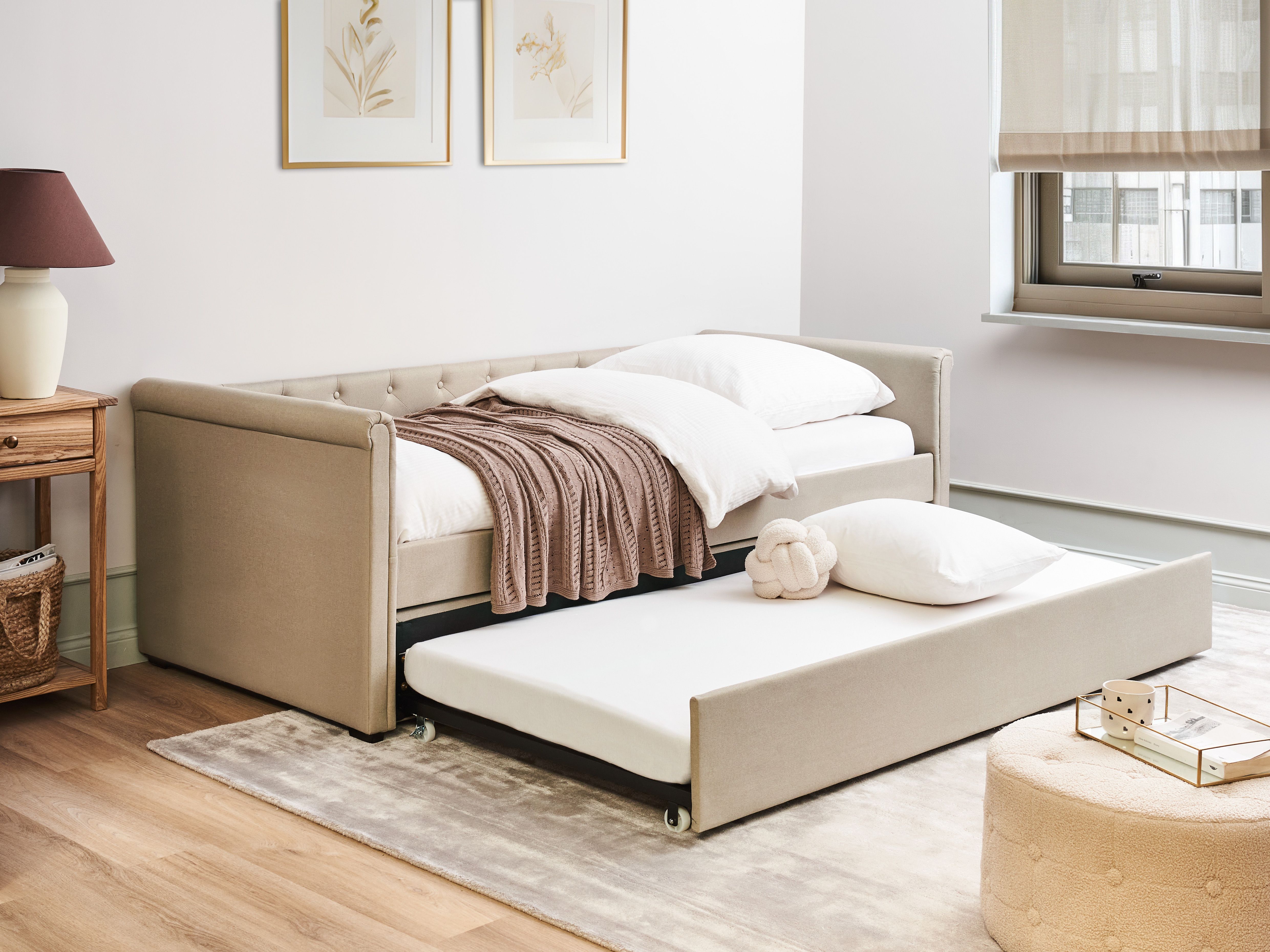 Trundle Bed Fabric LIBOURNE 90 x 200 cm (EU Single) Beige