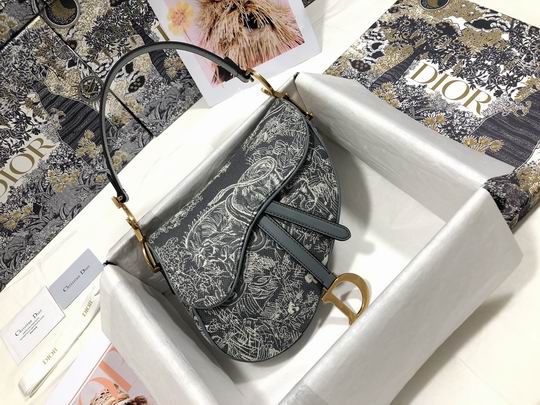 Saddle Bag in Gray Toile de Jouy Reverse Jacquard – DB0791:1High-quality replica