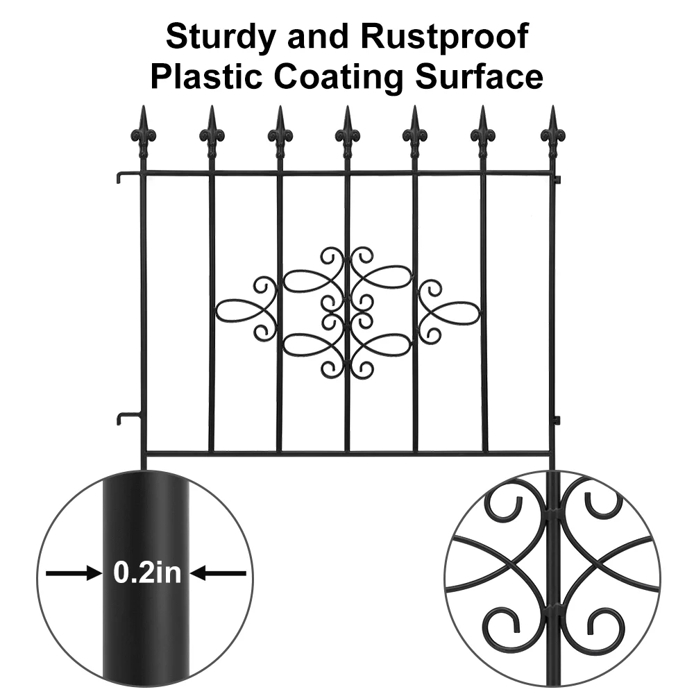 Amagabeli GARDEN & HOME Decorative Garden Fence GFP008 27inx10ft Outdoor Coated Rustproof Metal Garden Fencing Panel Animal Barrier Iron Folding Edge Wire Border Fence Ornamental for Patio Landscape - Image 4