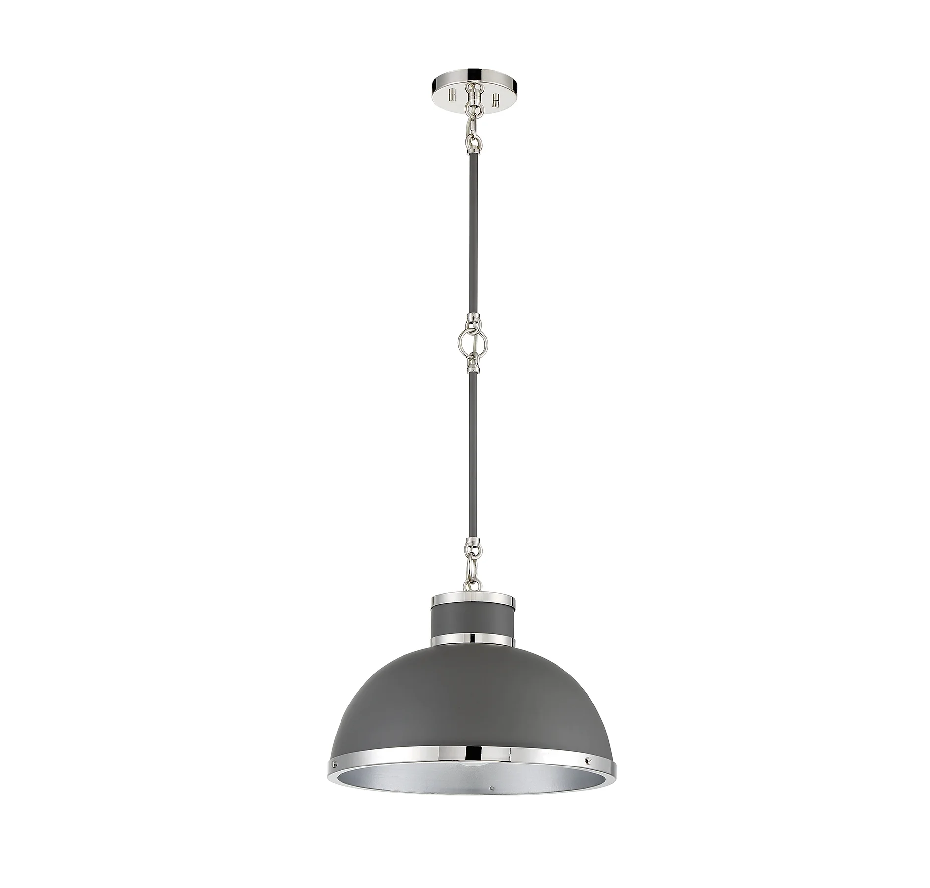 Gray with Polished Nickel Accents One Light Pendant from the Corning Collection