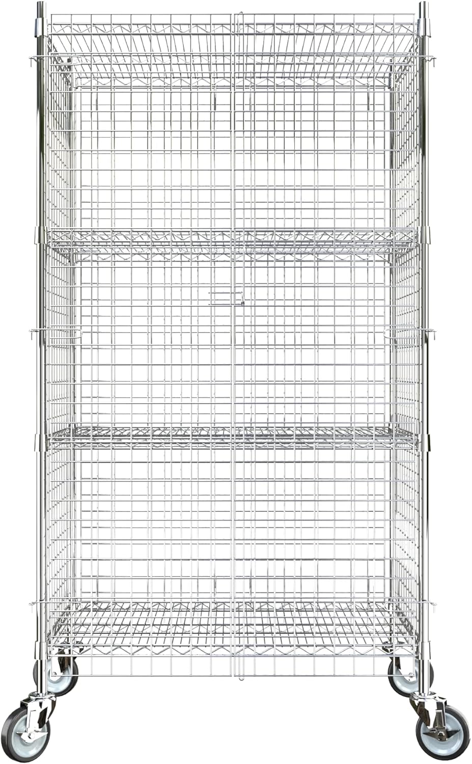 Commercial Grade NSF Listed Metal Wire Mesh Storage Chrome Mobile Security Cage Kit, 24