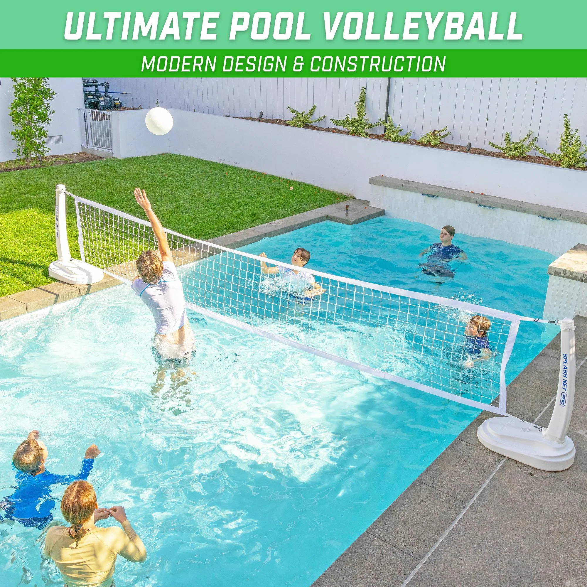 GoSports Splash Net PRO Pool Volleyball Net - Includes 2 Water Volleyballs and Pump - White - Image 2