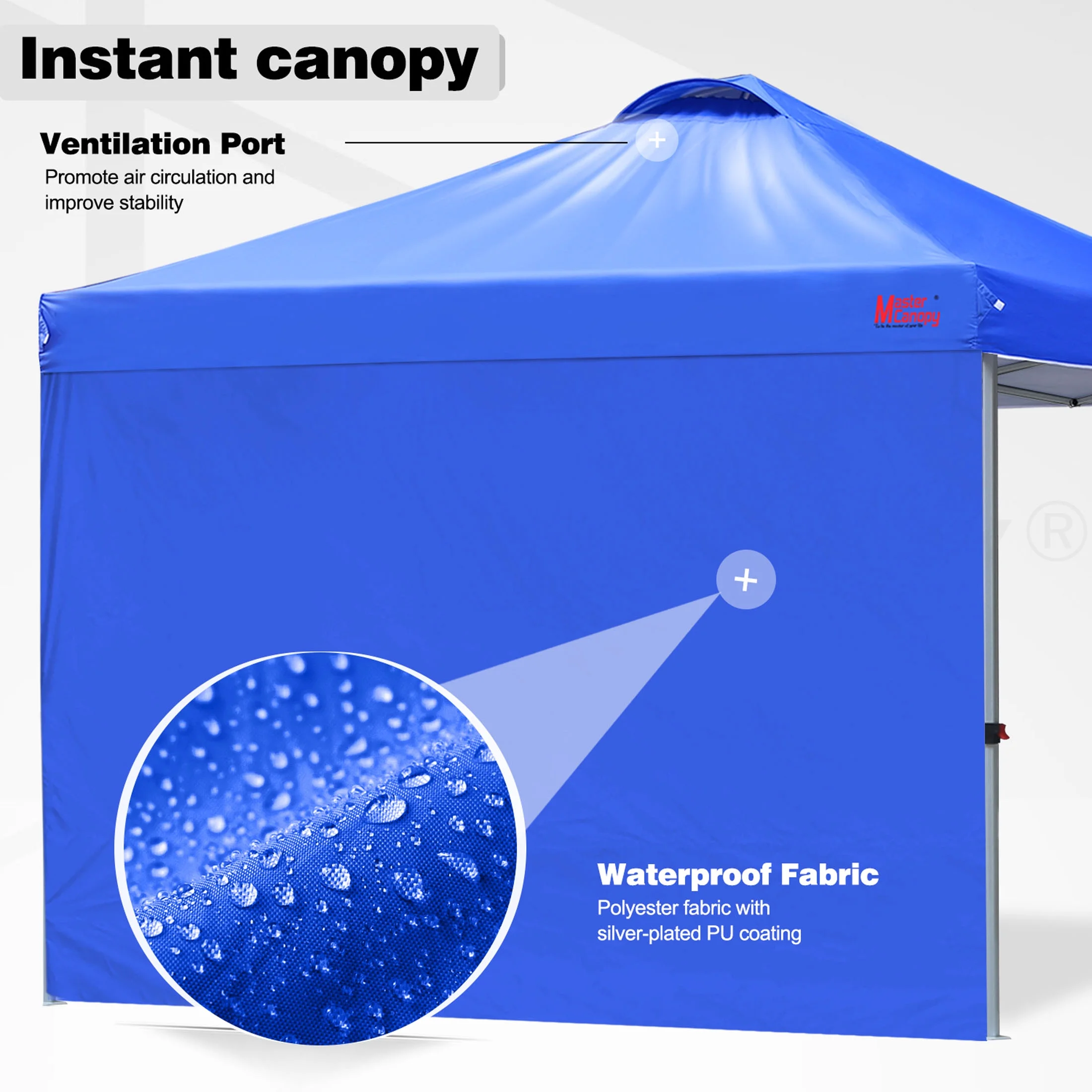 MASTERCANOPY 10' x 10' Easy Pop-up Canopy Tent Outdoor Shade Shelter with 1 Sidewall, White - Image 15