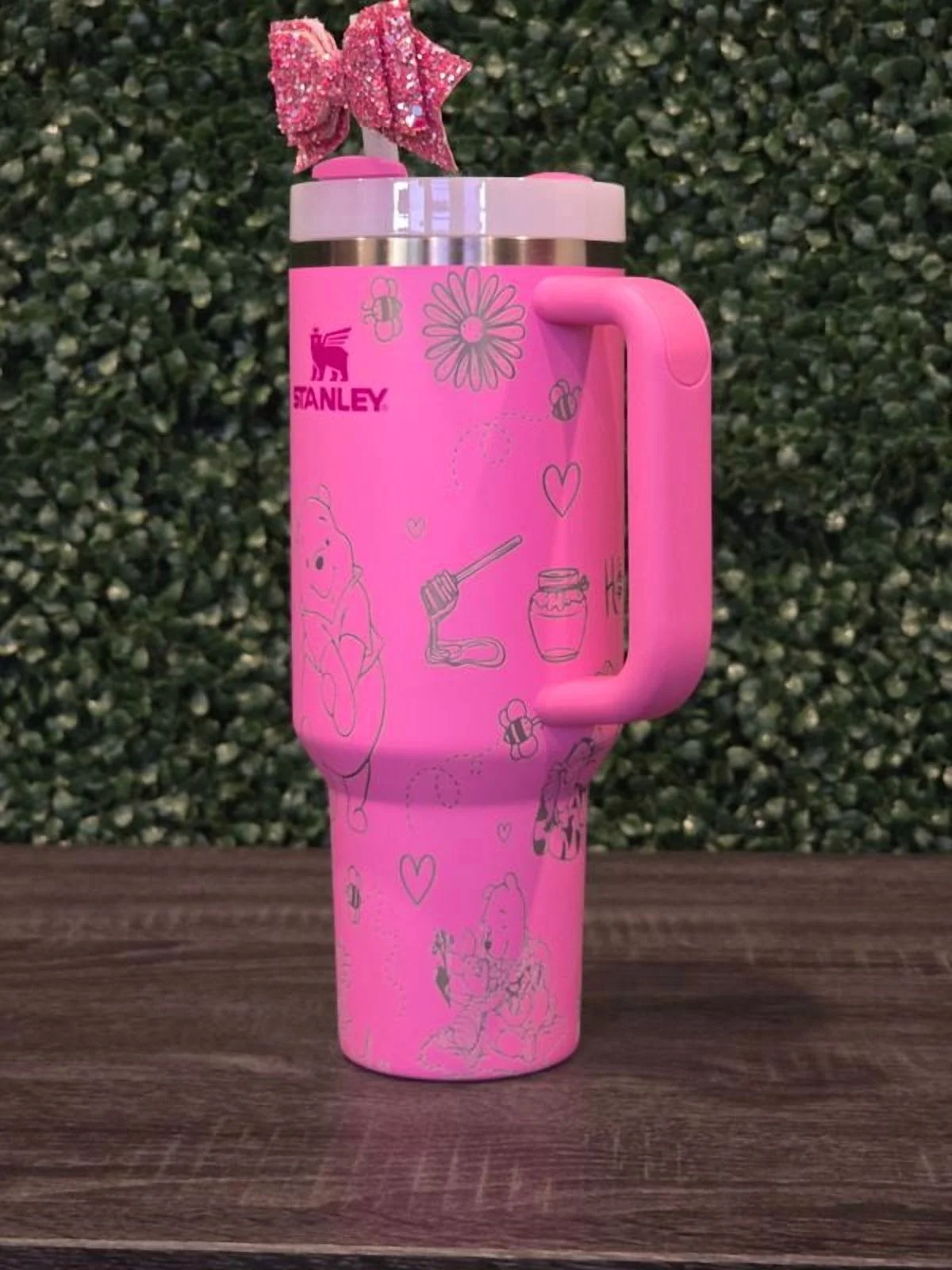 Winne the Pooh Stanley Cup 40oz | Pink Tumbler | Peony | Custom Laser Engraved Quencher