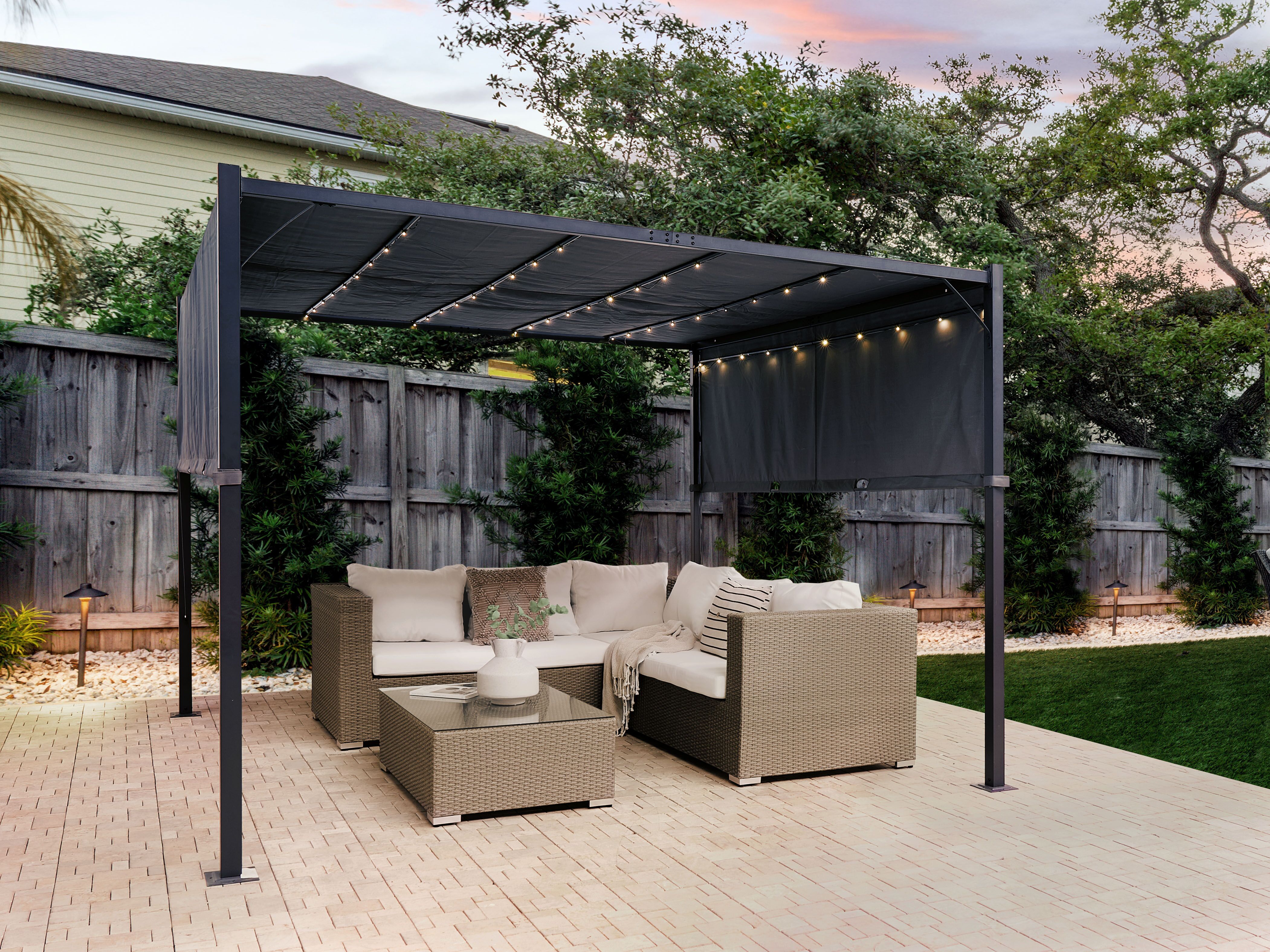 Gazebo LED PARGA Metal 310 cm 310 cm Dark Grey