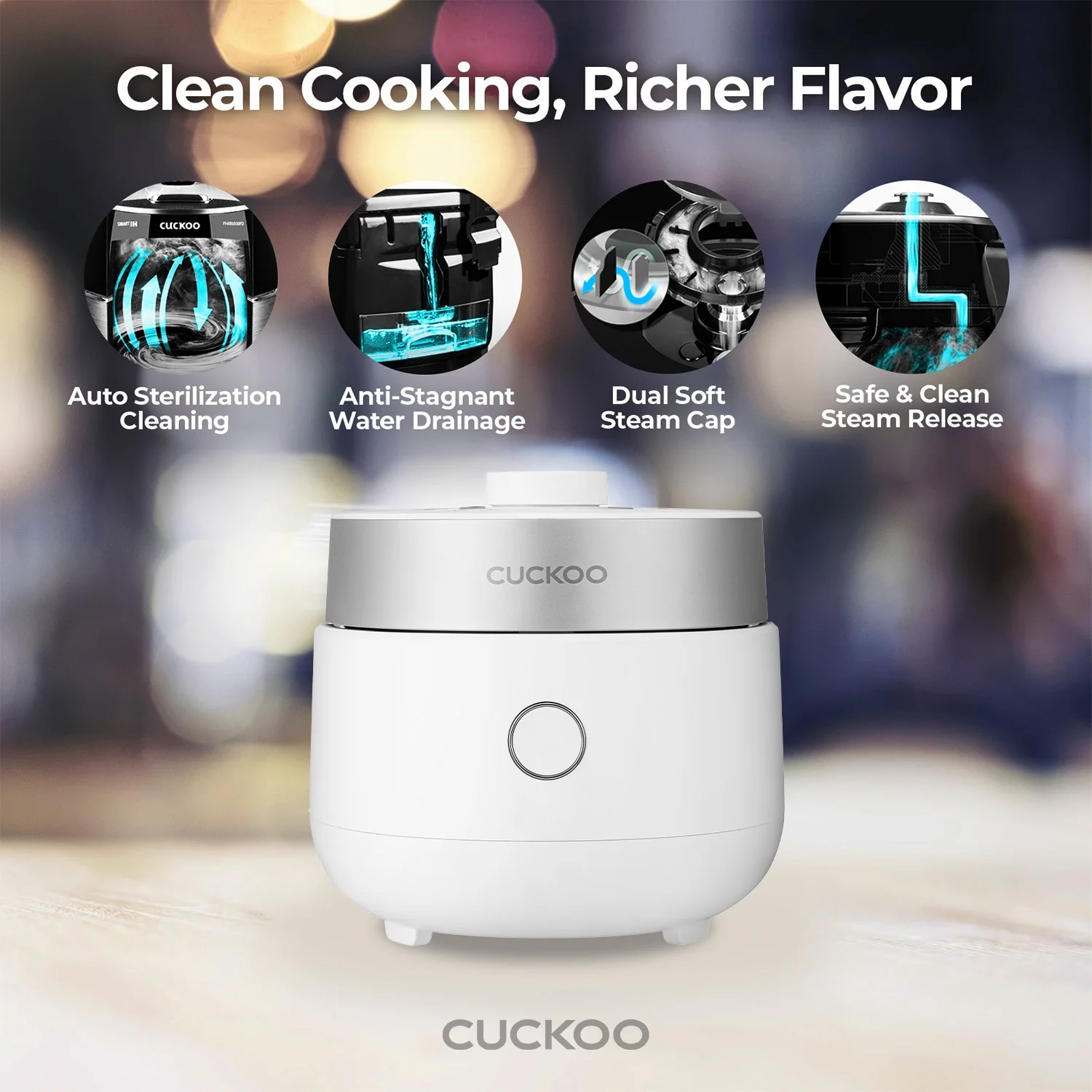 CUCKOO 3-Cup Induction Heating Twin Pressure Rice Cooker, Nonstick Pot, 15 Cooking Modes, Voice Guide