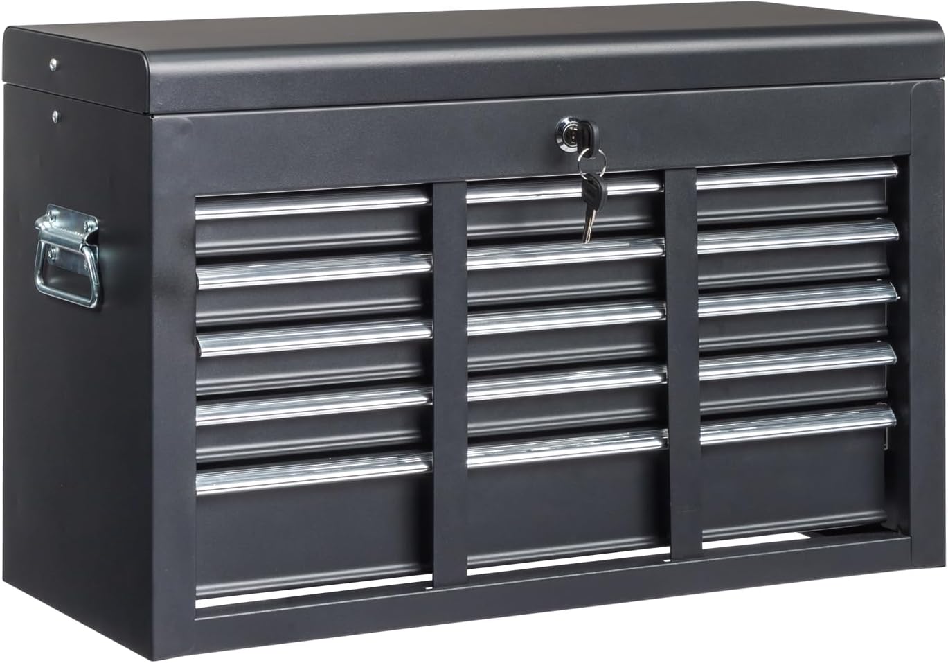 Metal Tool Box, 5-Layer Drawers & Top Storage Tray Tool Box with Lock Safety and Handle, 24