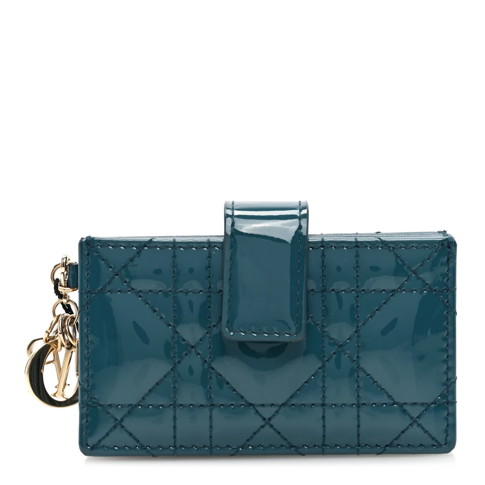 Premium Replica Dior Lady Card Holder – Turquoise & Gold Perfection