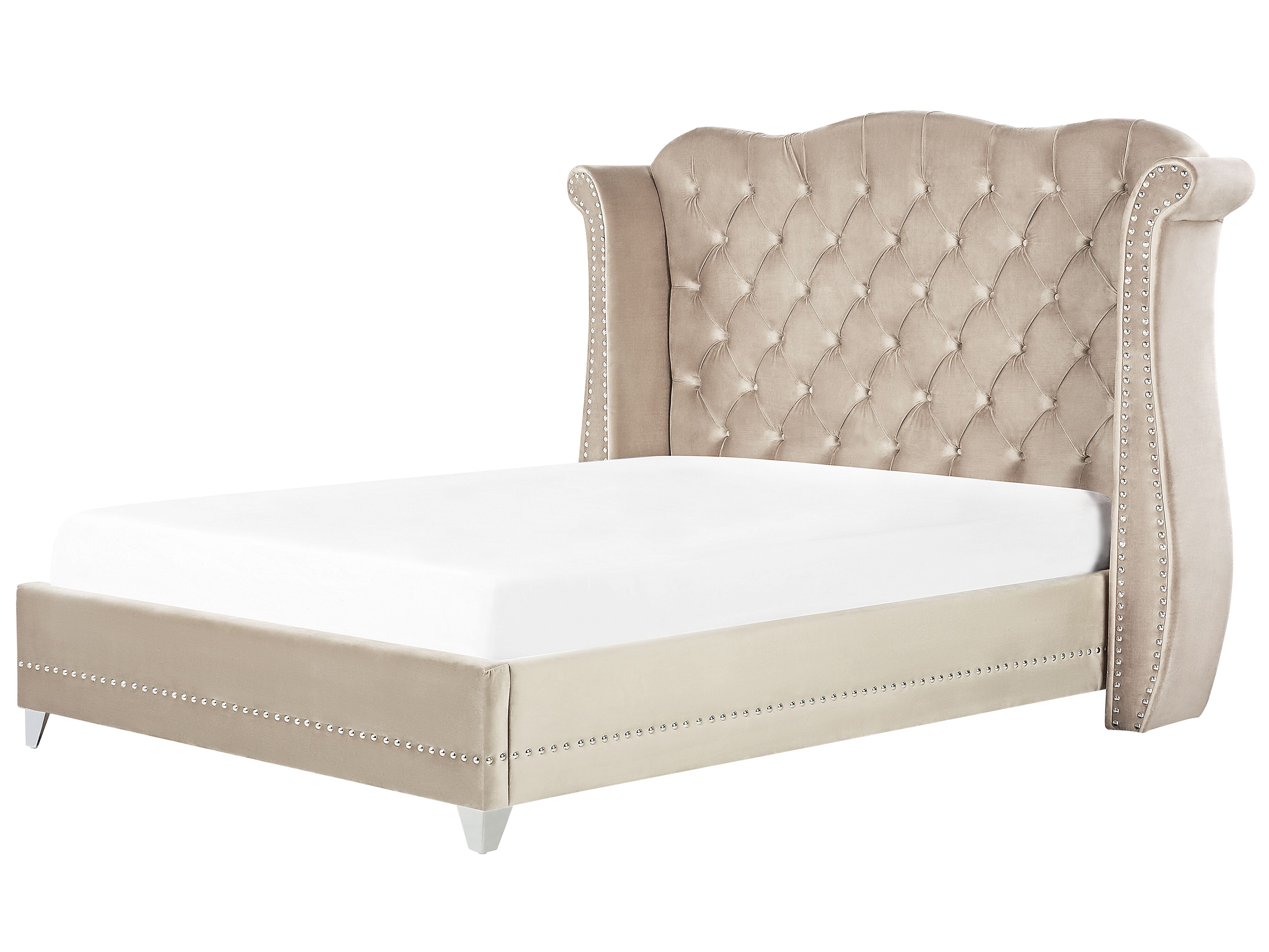 Bed Velvet AYETTE 180 x 200 cm (EU Super King) Beige