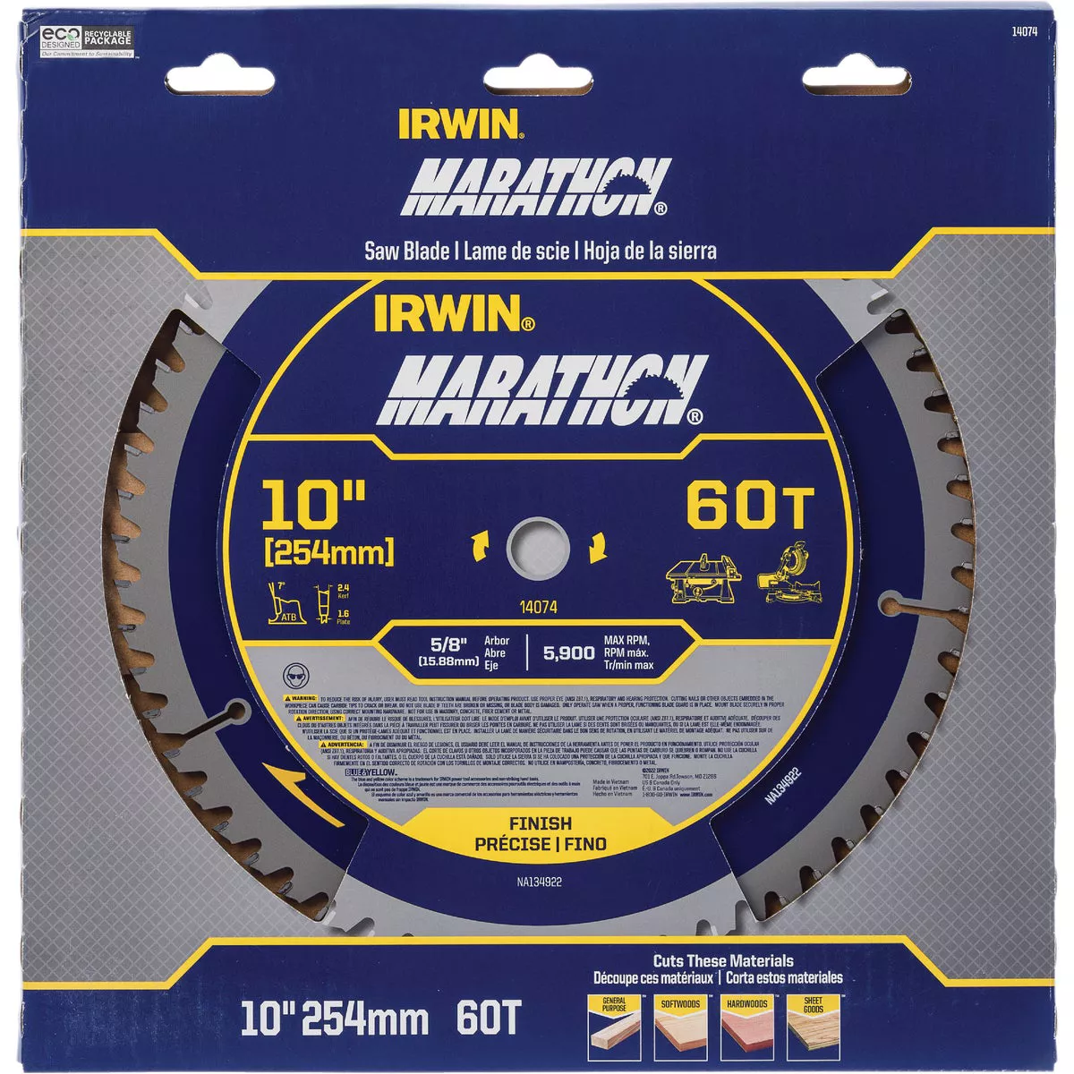 Irwin Marathon 10 In. 60-Tooth Trim/Finish Circular Saw Blade