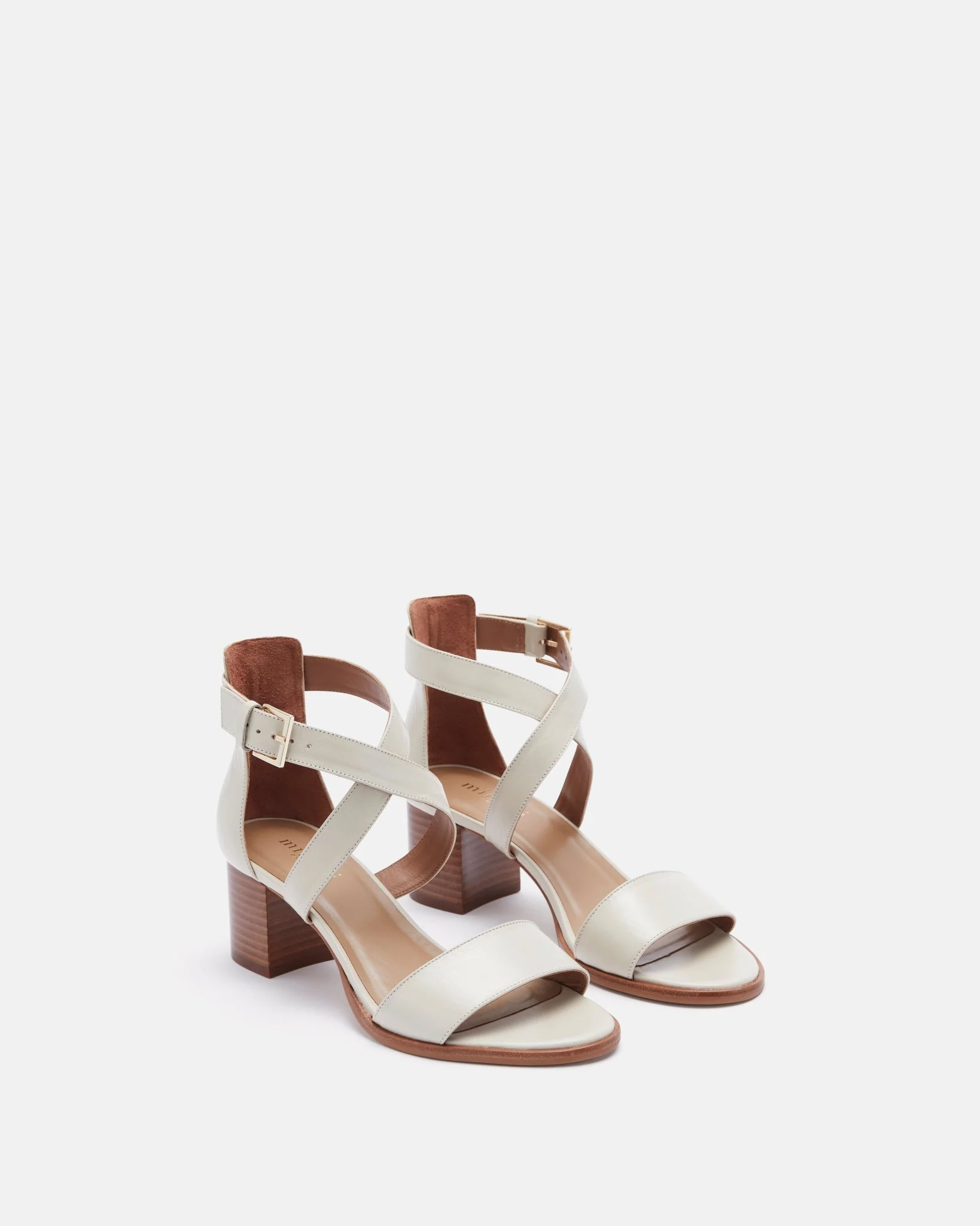 SANDALES KERI - En cuir à petits talons ivoire