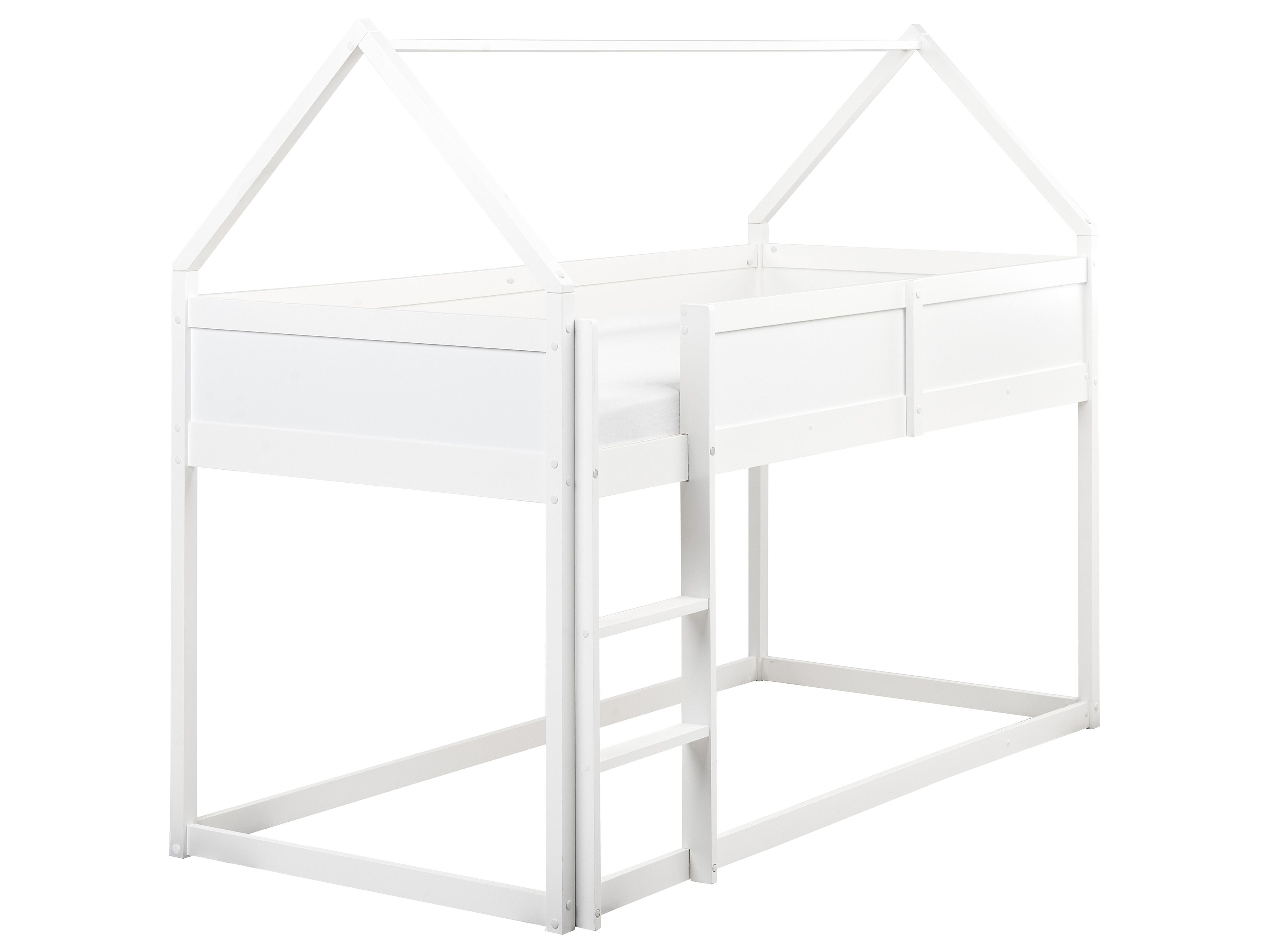 Mid Sleeper Bed House Pine Wood DIENNE 90 x 200 cm (EU Single) White