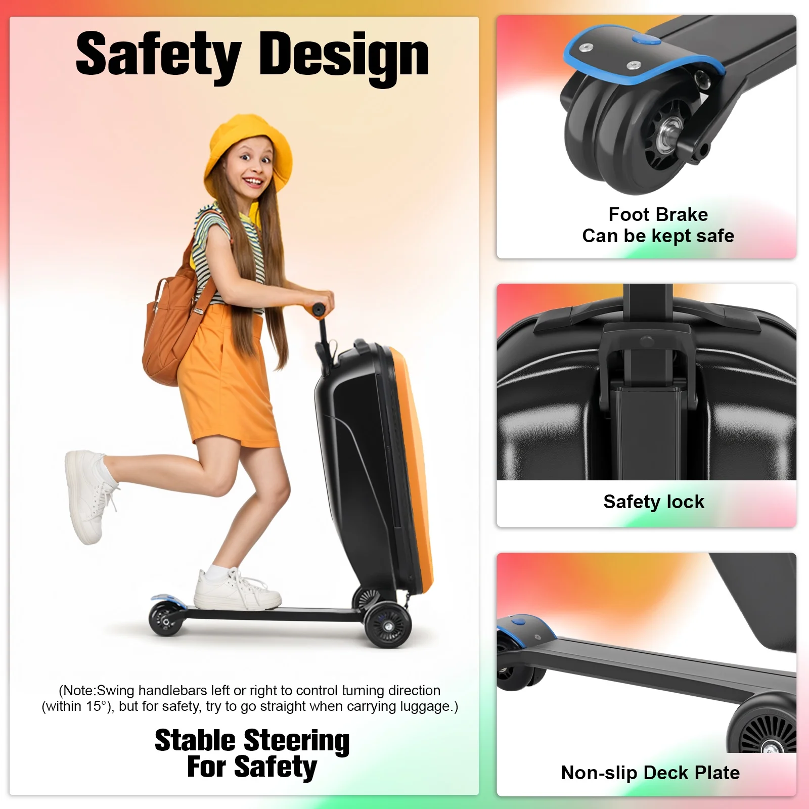 Advwin Scooter Luggage for Kids & Adults, Hardside Ride on Suitcase for Kids Ages 4-15 Multifunctional Lightweight Foldable Carry on Luggage with Wheels Ride on for Children Teenagers, Pink - Image 41