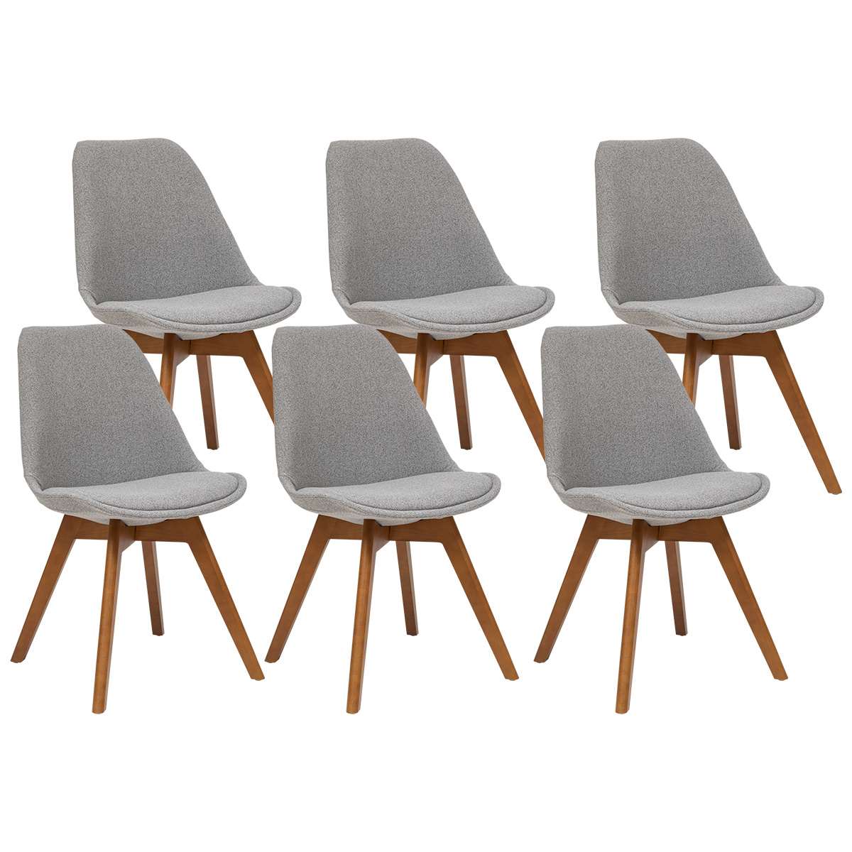 Set of 6 chairs "Baya" Beech, beech, grey