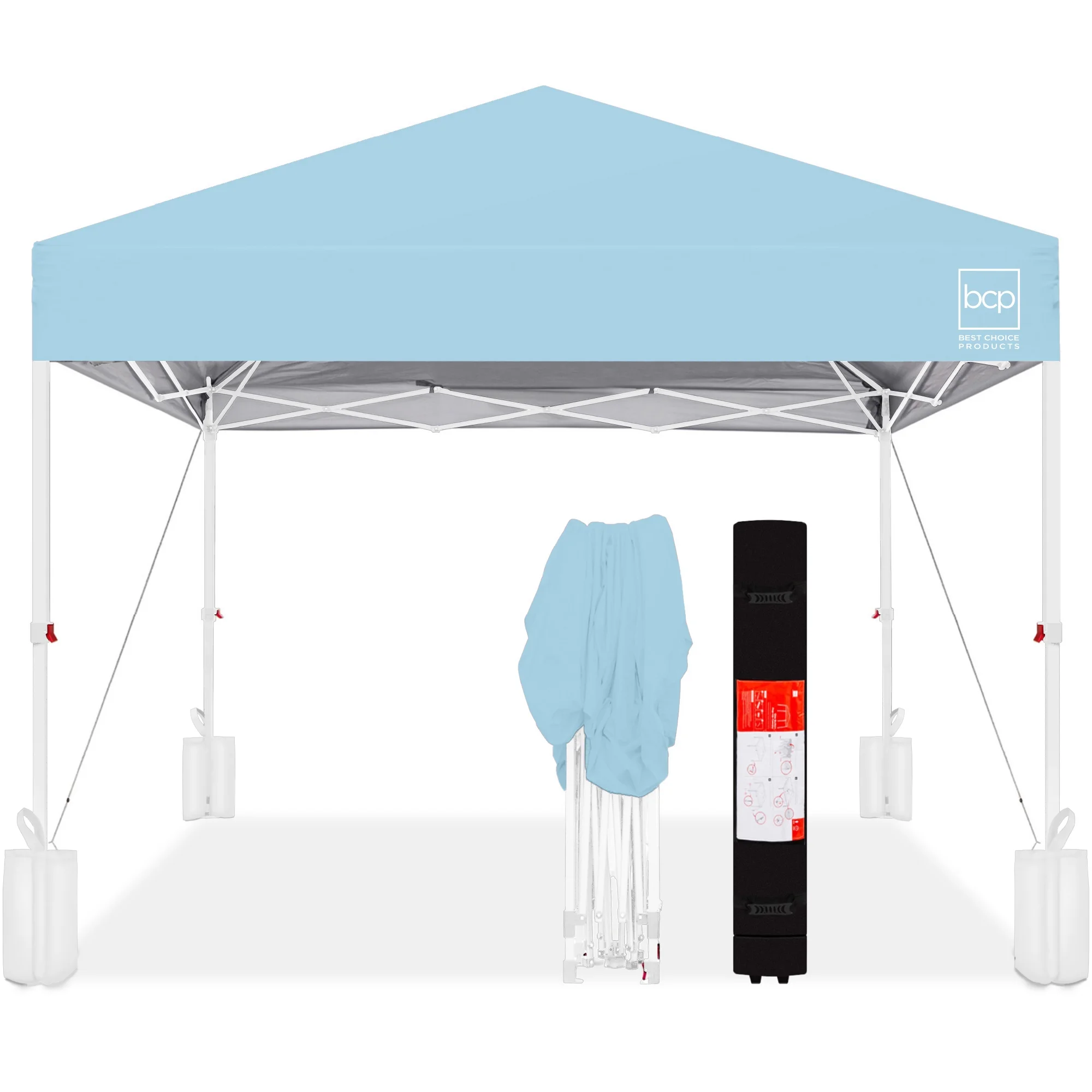 Best Choice Products 10x10ft Easy Setup Pop Up Canopy w/ 1-Button Setup, Wheeled Case, 4 Weight Bags - White - Image 146