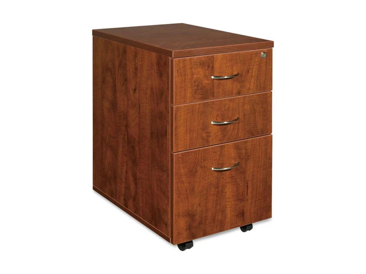 3 Drawers Vertical Wood Composite Lockable Filing Cabinet, Cherry