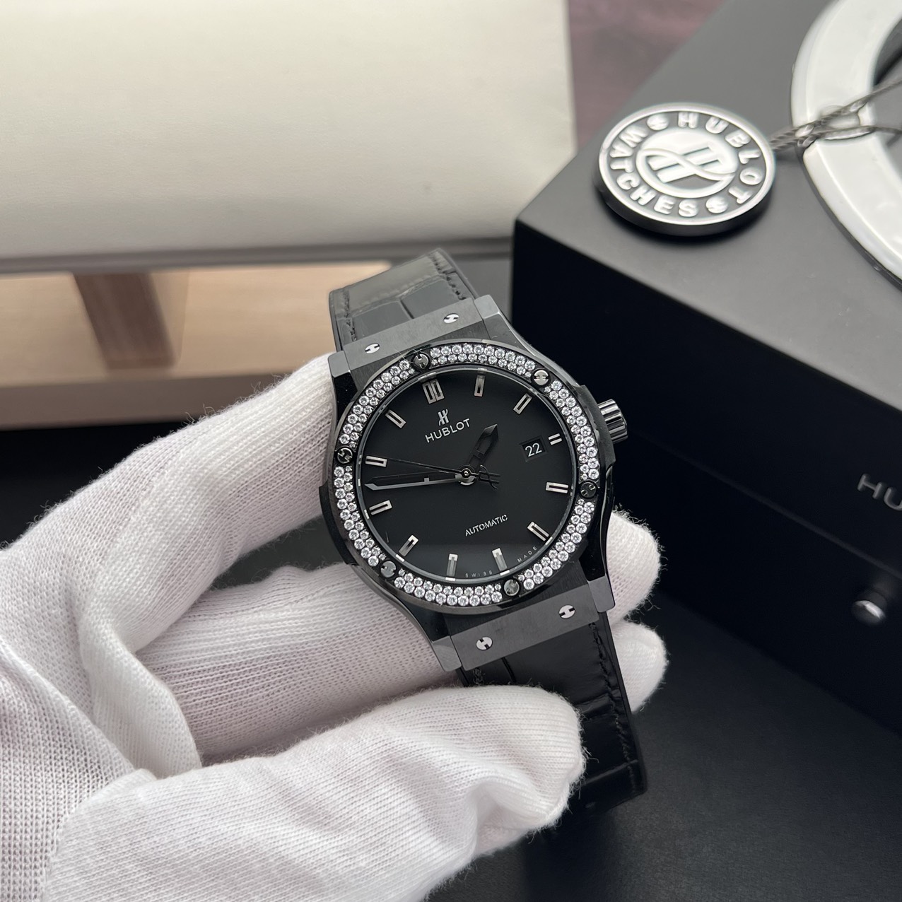 Hublot Classic Fusion Ceramic Diamond Bezel Replica High Quality JJZ 42mm - Top club