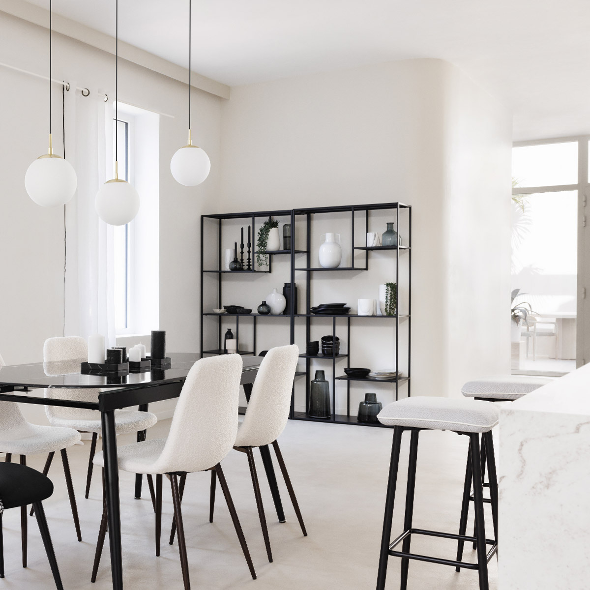 Shelf "Gota" Black metal, 90x180 cm