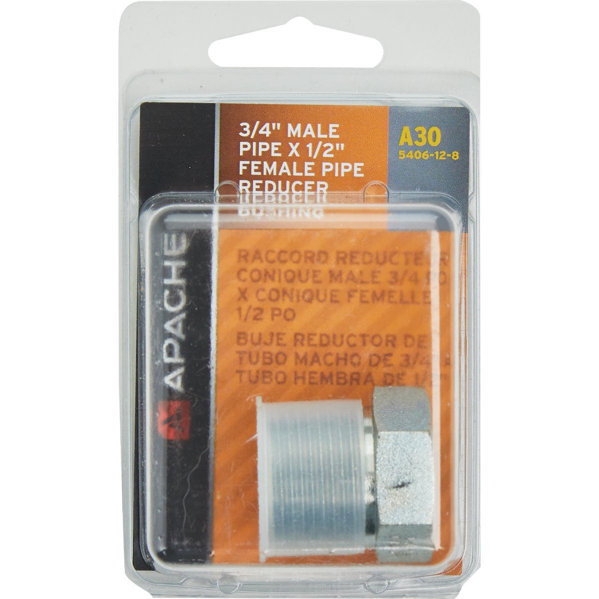 Apache 3/4 In. Male Pipe x 1/2 In. Female Pipe Hex Reducer Bushing Hydraulic Hose Adapter