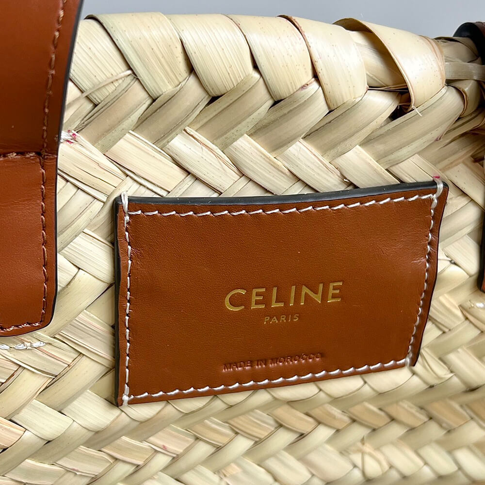 TEEN CELINE CLASSIC PANIER in Palm leaves and Calfskin(high-end grade)1:1High-quality replica