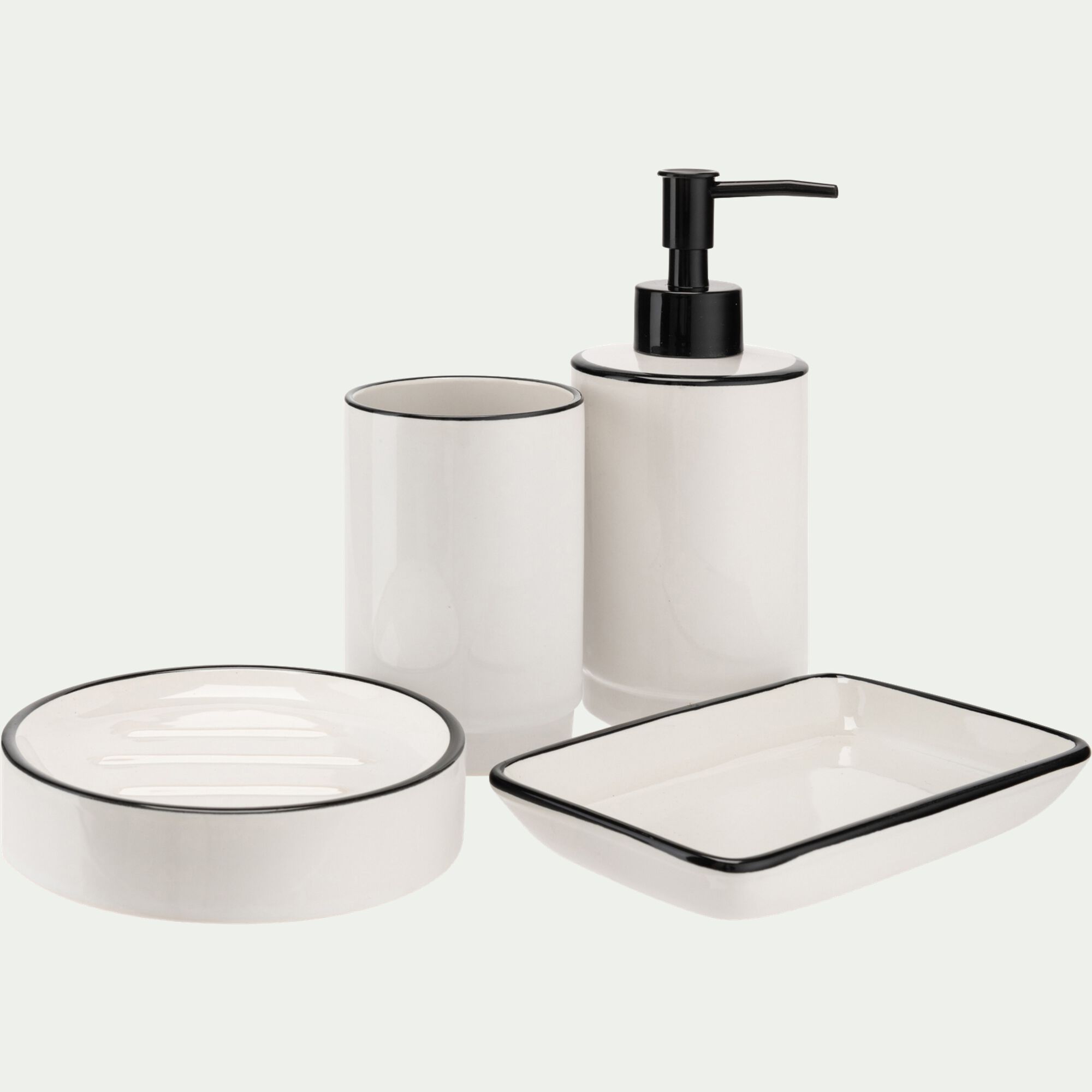 DIVI - Porte savon rond en grès - blanc D12cm