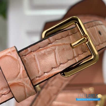 Blush Croc-Embossed Mini Handbag with Top Handle1:1High-quality replica