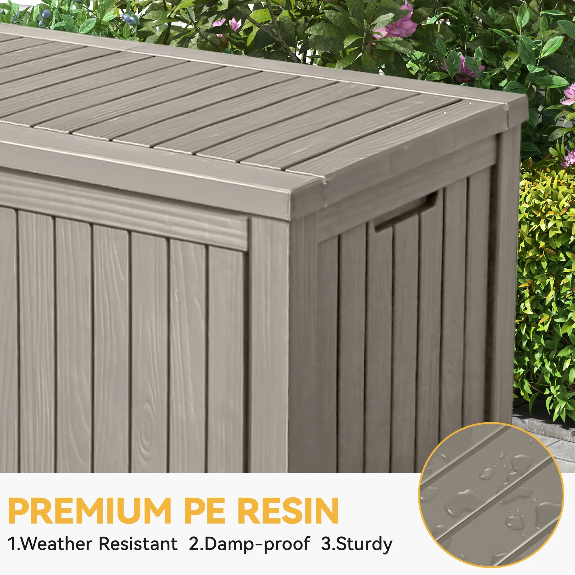 Uforic 150 Gallon Outdoor Storage Deck Box , Large Outdoor Storage Organized w/Divider,for Patio Furniture,Garden Tools, Black - Image 9