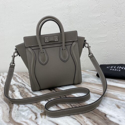 Celine Nano Luggage Bag In Drummed Black For Women 8in/20cm 189243HSC.38NO