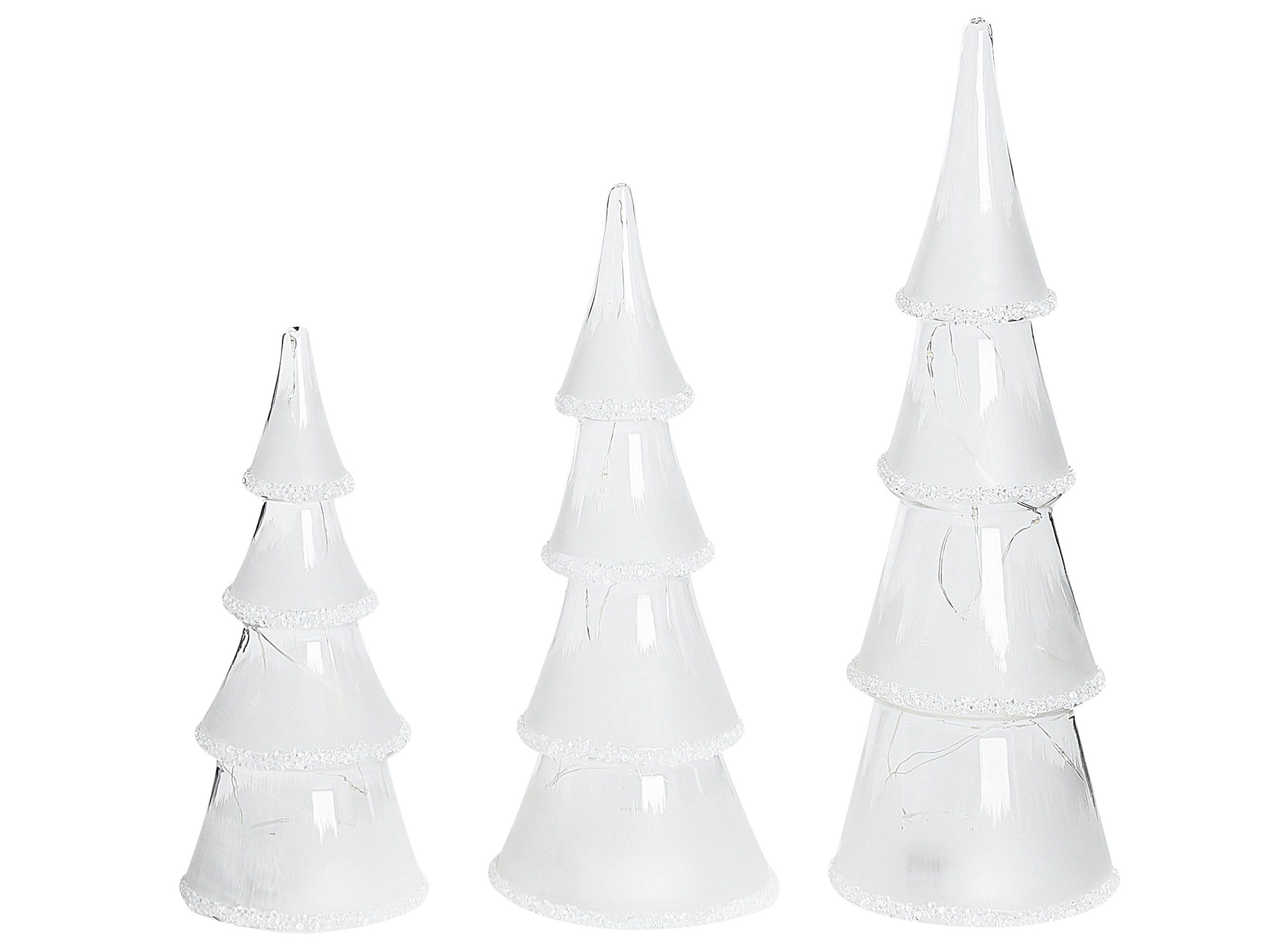Set of 3 Figurines LED KIERINKI Christmas Tree 22/27/33 cm White
