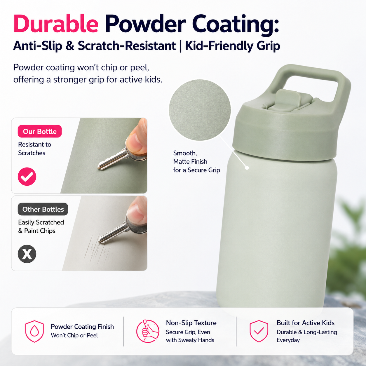 15oz Creative and Cute 450ml Portable Stainless Steel Vacuum Drink Bottle for School Travel and Camping with Lids