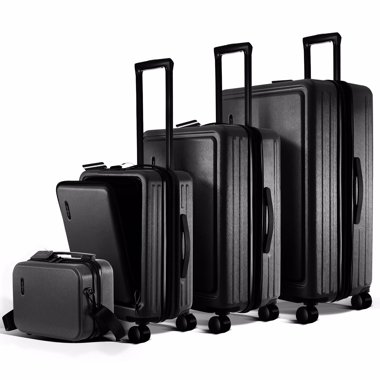 Virtu 4 Piece Hardshell Exapandable Luggage Set, Spinner Luggage Suitcase Set, Navy Blue - Image 5