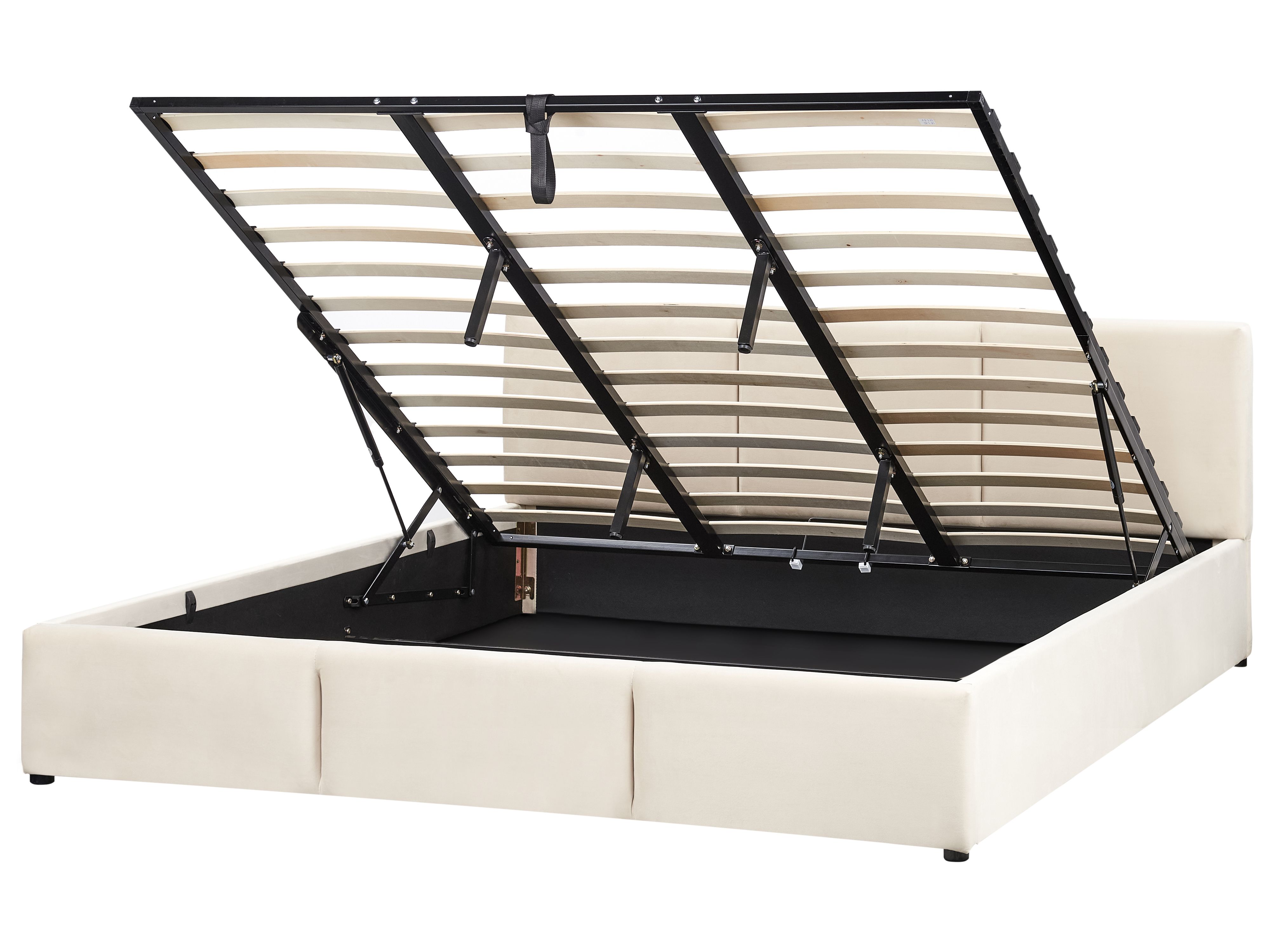 Ottoman Bed Velvet BOUSSE 180 x 200 cm (EU Super King) Light Beige