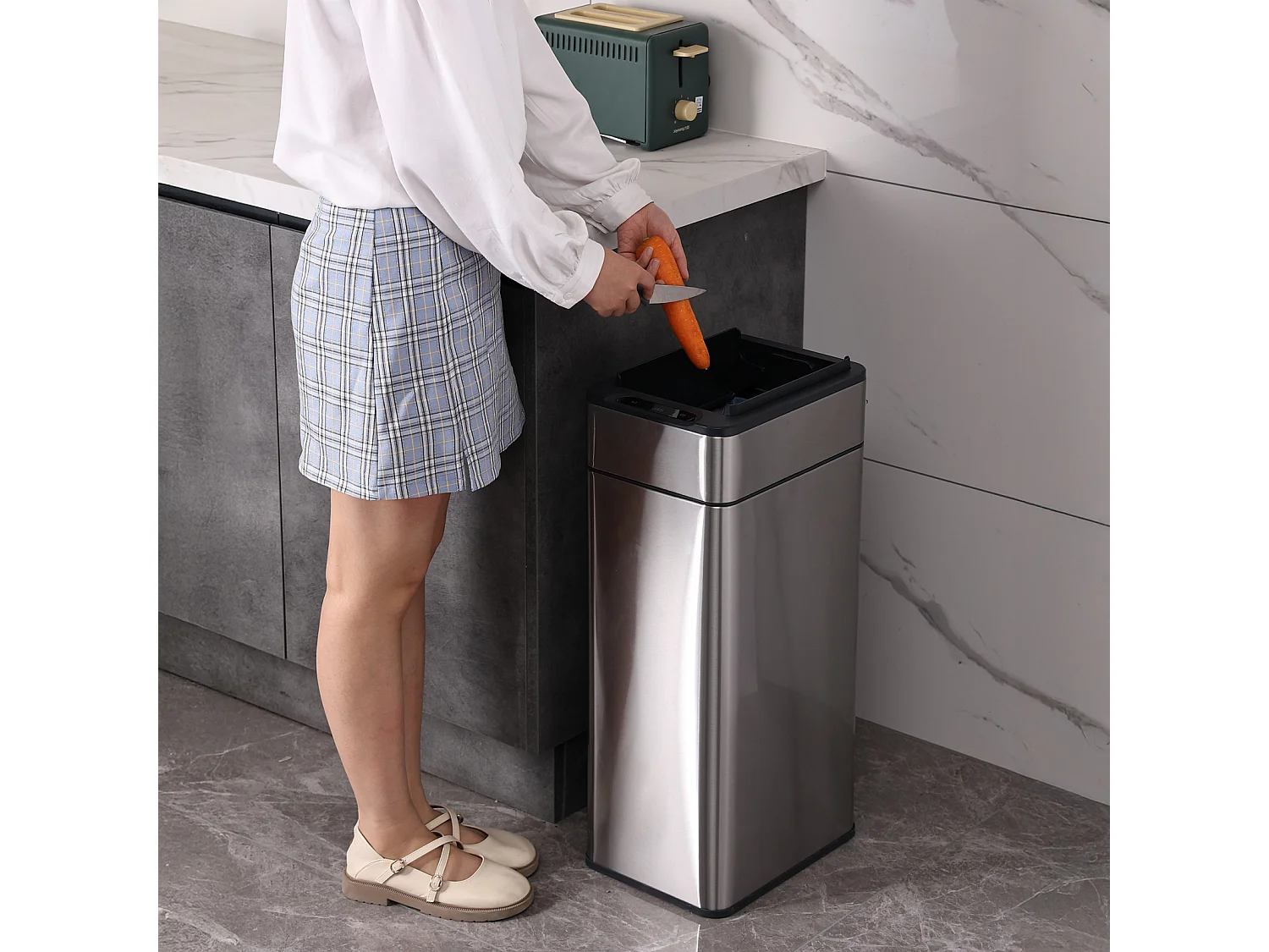 SVITA SE40L Poubelle à capteur Poubelle de cuisine Poubelle automatique Argent