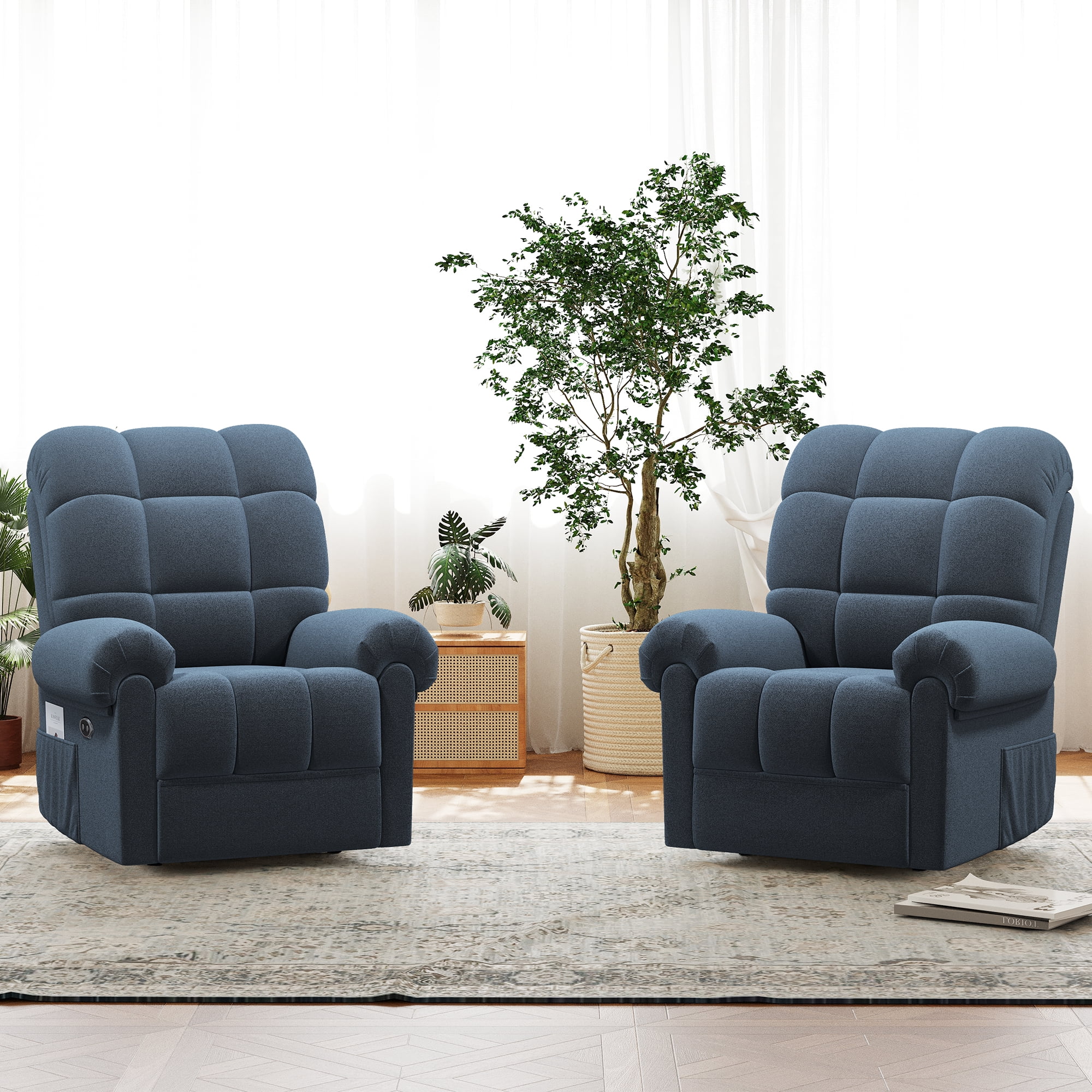 Power Recliner Chair,Electric Recline Sofa Chair for Adults with USB Port,Comfy Teddy Fleece Adjustable Cloud Sofa,Tool-Free Setup,Beige White - Image 23