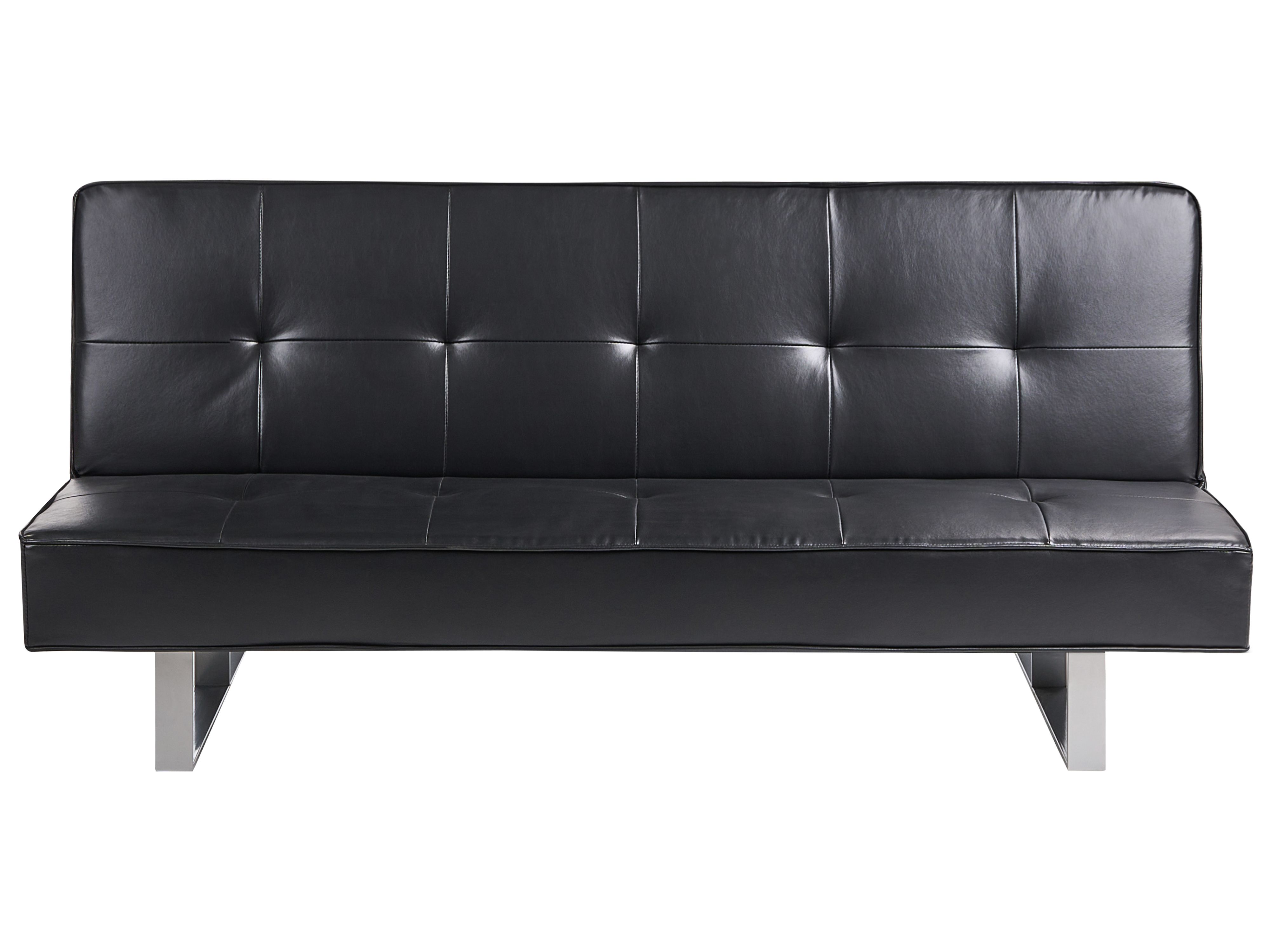 Sofa Bed 3 Seater DERBY Faux Leather Black
