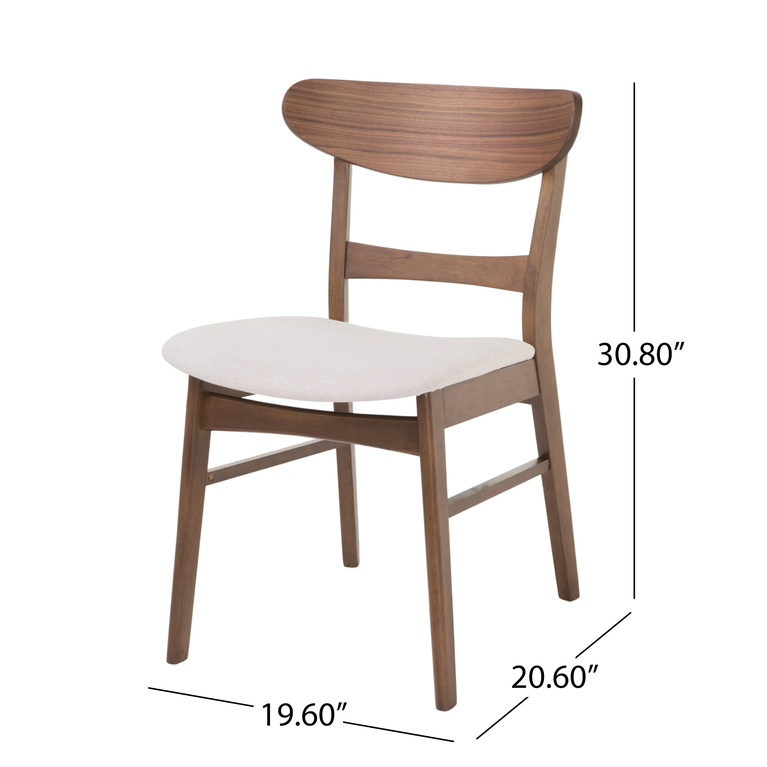 GDFSTUDIO Mid Century Modern Fabric Upholstered Rubberwood Dining Chairs, Set of 2, Dark Gray and Walnut - Image 23