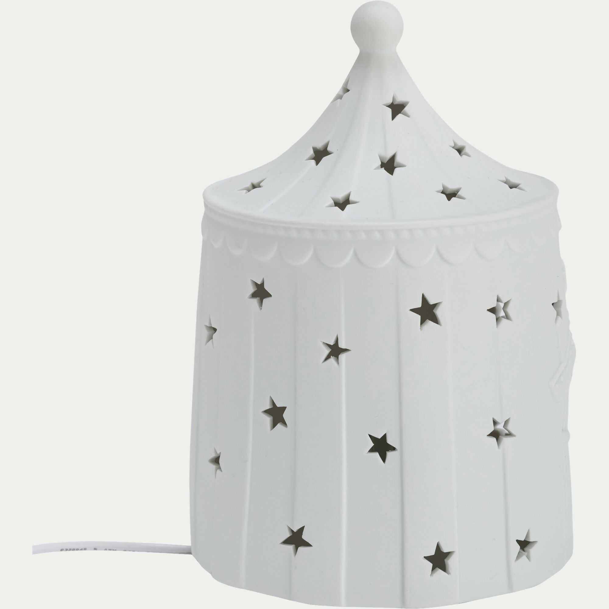 Parade - Lampe à poser électrifié forme chapiteau en porcelaine H20cm - blanc