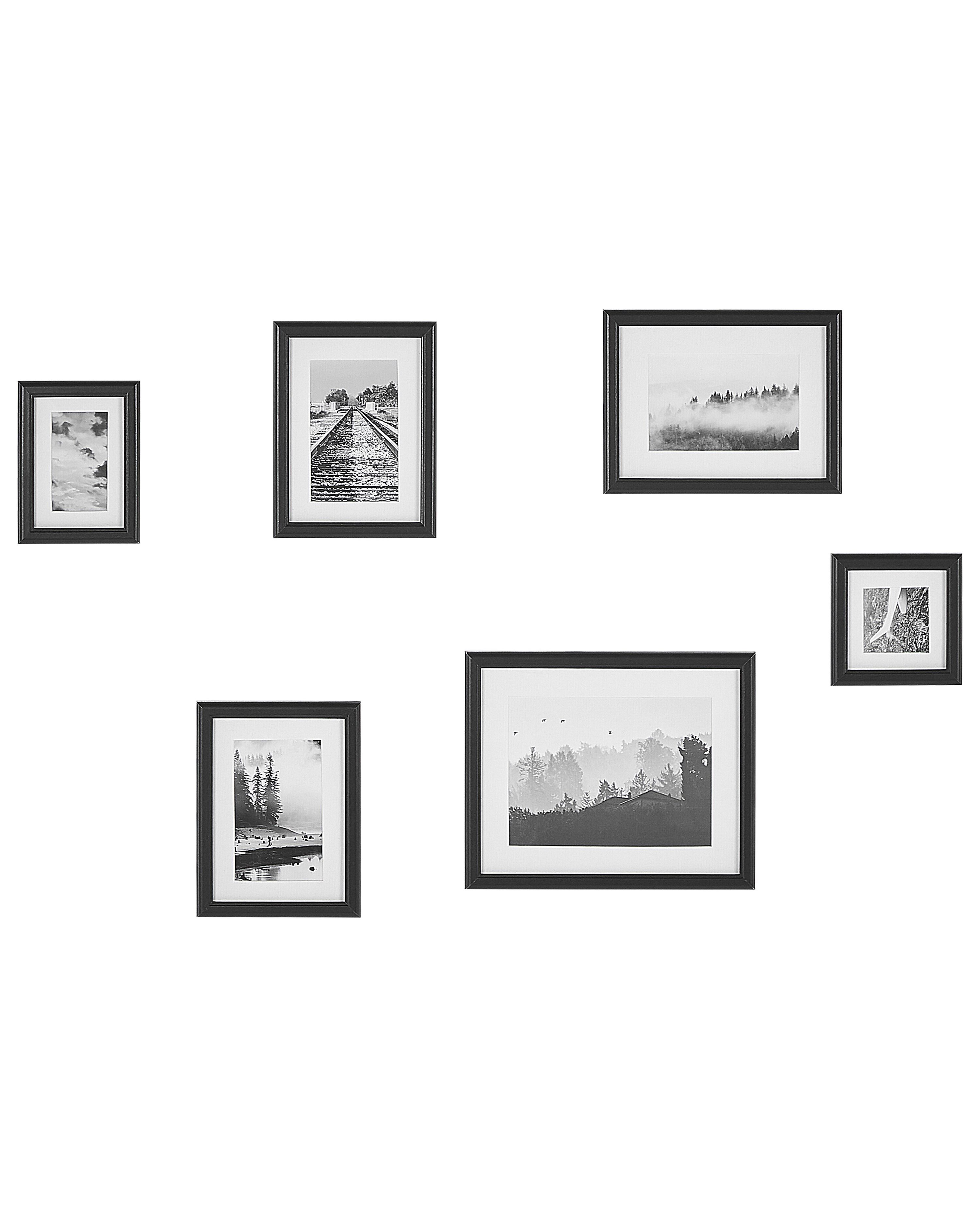 Set of 6 Photo Frames ZINARE Landscape Black