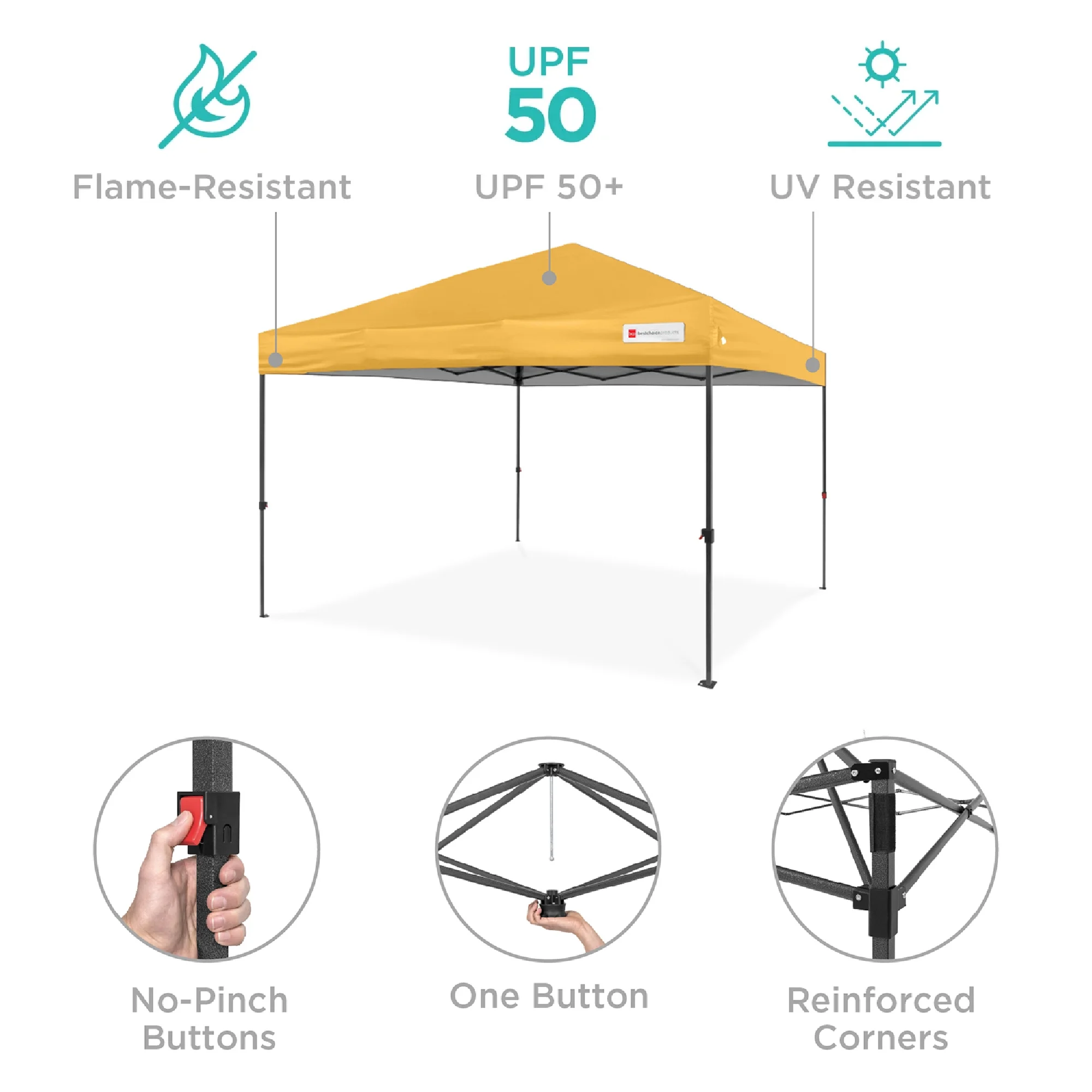 Best Choice Products 10x10ft Easy Setup Pop Up Canopy w/ 1-Button Setup, Wheeled Case, 4 Weight Bags - White - Image 68