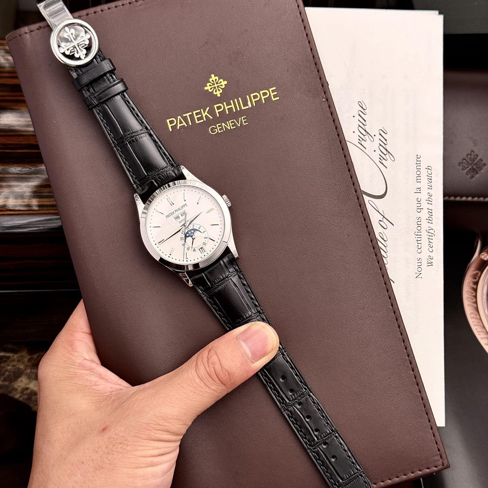 Patek Philippe Replica Watch Complications 5396G White Dial Leather Strap 38.5mm - Elite Watch Atelier