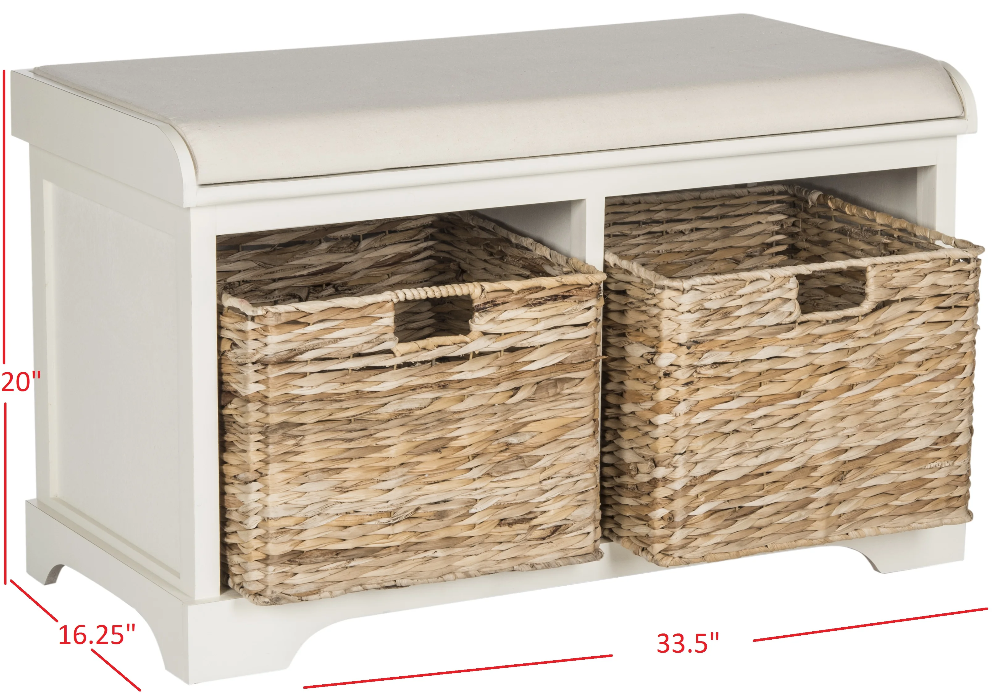 SAFAVIEH Freddy Contemporary Wicker Storage Bench with Cushion, Vintage Grey - Image 21