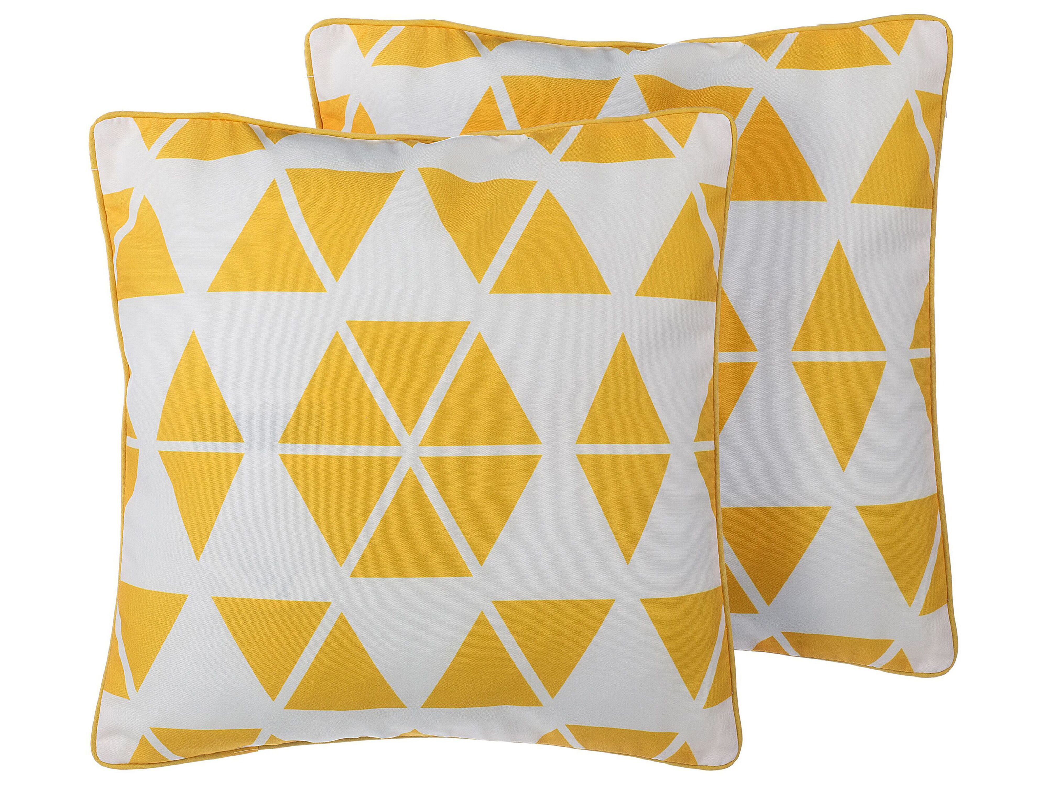 Set of 2 Decorative Cushions PANSY 45 x 45 cm Yellow Geometric Pattern